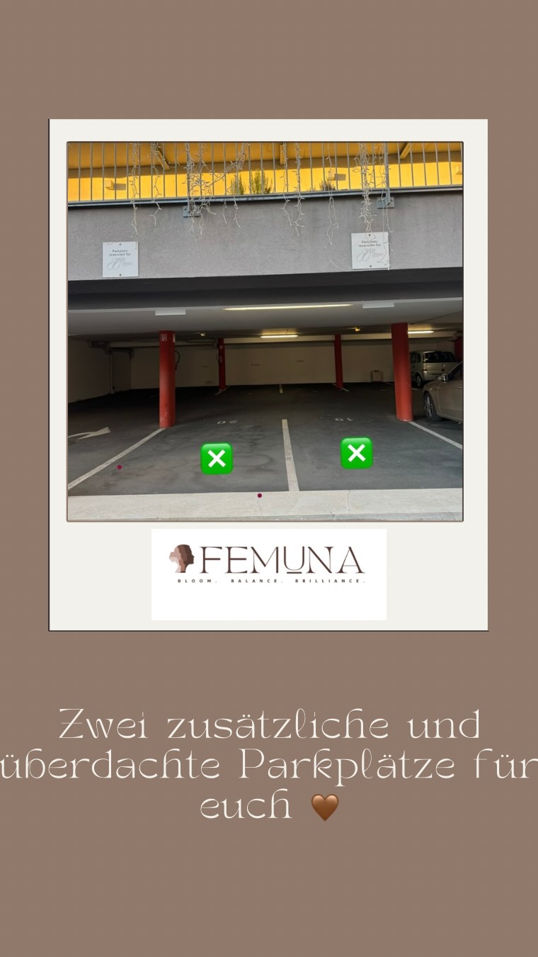🤎Good News🤎
Für euch gibt’s jetzt zwei neue Patientinnen-Parkplätze direkt in der Garage.
Bequem, nah & stressfrei ankommen! Genau so soll’s sein.