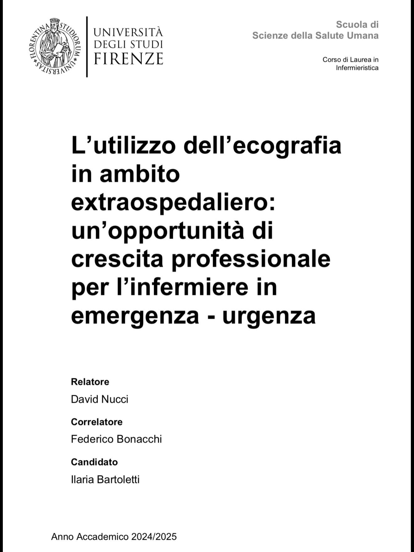🎓 Complimenti a Ilaria Bartoletti!
Oggi celebriamo un traguardo importantissimo: la laurea in Infermieristica con una tesi che guarda al futuro dell’emergenza territoriale.
📘 Titolo della tesi:
“L’utilizzo dell’ecografia in ambito extraospedaliero: un’opportunità di crescita professionale per l’infermiere in emergenza-urgenza” 
In questo lavoro, Ilaria ha approfondito il valore dell’ecografia sul territorio, dimostrando quanto gli strumenti portatili possano fare la differenza nella valutazione rapida del paziente critico.
🔵 Un ruolo centrale lo hanno avuto le sonde ecografiche Basel Plus, dispositivi wireless avanzati che uniscono portabilità, velocità di utilizzo e qualità d’immagine.
Grazie alla loro versatilità — modalità convex, lineare e cardiaca in un unico device — rappresentano la soluzione ideale per l’emergenza extraospedaliera e per la formazione dei futuri professionisti.
💡 La tesi conferma ciò che da tempo sosteniamo: integrare l’ecografia portatile nella pratica infermieristica significa aumentare sicurezza, capacità valutativa e rapidità decisionale.
👏 Bravissima Ilaria per aver scelto un tema innovativo e per aver portato in luce, con rigore scientifico, quanto la tecnologia Basel Plus possa arricchire la gestione dei pazienti in emergenza.
Un esempio di come la nuova generazione di infermieri stia contribuendo a trasformare il panorama sanitario italiano.
#Ecografia #BaselPlus #Infermieristica #EmergenzaUrgenza #TesiDiLaurea #118 #Formazione #Ultrasuoni #ecografiaportatile