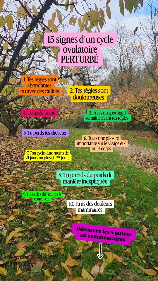 ⬇️ LA SUITE ICI ⬇️
..
11. Tu as très souvent froid ❄️
..
12. Tu as des troubles digestifs qui varient en fonction du moment de ton cycle 🤢
..
13. Tu as des douleurs articulaires 😏
..
14. Tu te sens très anxieuse/ irritable dans ta période prémenstruelle 🤯
..
15. Tu as des migraines ou maux de tête fréquents à l'ovulation ou pendant les règles 😶🌫️
..
🌕 Commente NOËL pour recevoir ta surprise 🎁 de fin d'année 10% sur LES ACCOMPAGNEMENTS 3 MOIS OU 1 AN ✨
..
🌕 Merci de partager, commenter, republier et de faire vivre ce compte 😎
..
Je suis Candice, Naturopathe et Doula.
Je t'aide à retrouver la santé (et celle de tes enfants) pour incarner pleinement ta vie de femme 🌿🌿
Pour rappel : prise de rdv possible (voir bio) pour t'accompagner sur ce chemin 💪
..
#naturopathie #santenaturelle #cycleféminin #cyclemenstruel #ovulation #troubleshormonaux #endometriose #sopk #règlesdouloureuses #dysménorrhée #dysovulation #perimenopause