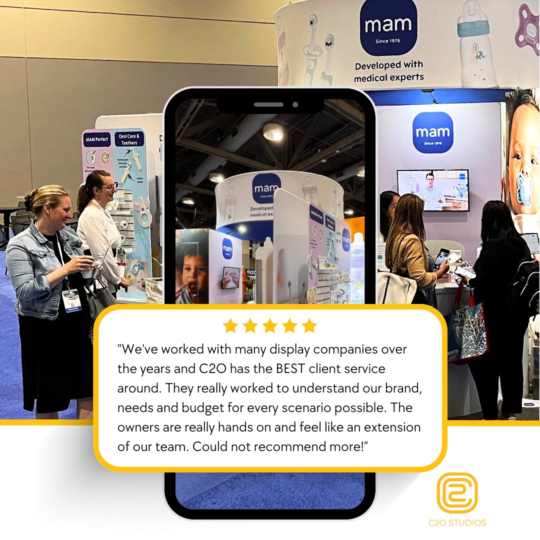 "We've worked with many display companies over the years and C2O has the BEST client service around. They really worked to understand our brand, needs and budget for every scenario possible. The owners are really hands on and feel like an extension of our team. Could not recommend more!”
MAM USA
#fivestarreview #customerexperience #recommended #strategy #understanding #budget #handson #teamwork #tradeshowdisplaycompany #tradeshowdisplays #tradeshowexhibits #tradeshowbooths