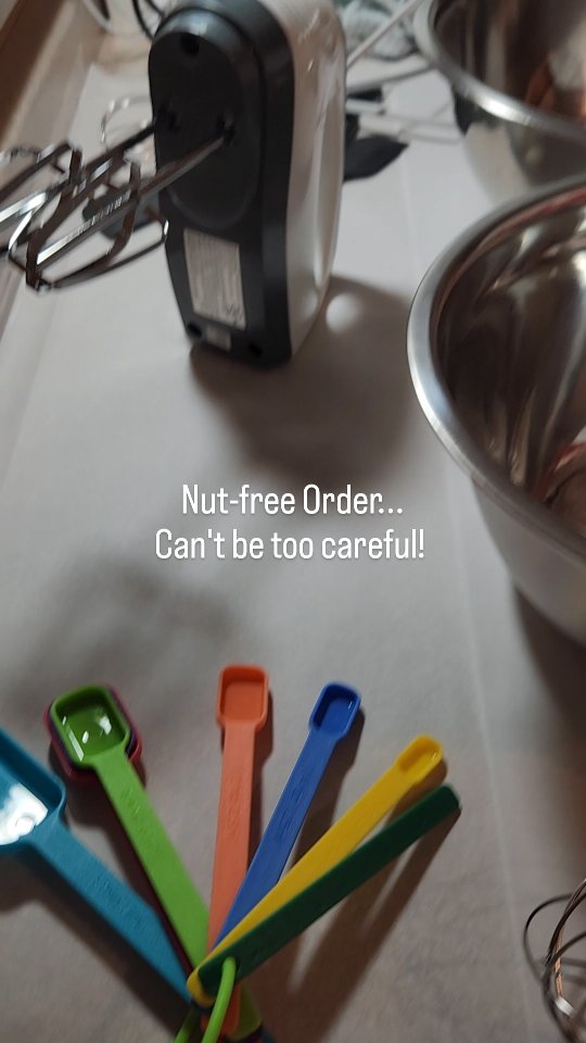 Got a nut-free order!
🥽🧤🥼
Regular tools are packed away...
The kitchen is scrubbed...
Then all covered...
And my nut-free tools are out of storage just for this.
I can't wait to make this order... it's going to be so much fun when it gets to the decorations part. 😊🤗🤗🤗
Stay tuned!
#sensitivett #nutfree #glutenfreecookies #dairyfreebaking #bakingwithneekta