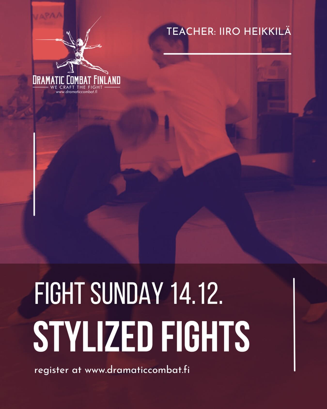 Join us for our last Fight Sunday of 2025!
Ever watched a fight and thought “Wow! That move would not have worked... but I don’t care because it looked so cool! How did they do that?” Come and find out this December with our own gravity-defying Iiro Heikkilä as we explore The Rule of Cool and how it helps us tell the story of a fight.
Register on our website (link in bio)!
#dramaticcombatfinland #nordicstagefightsociety #stagecombat
