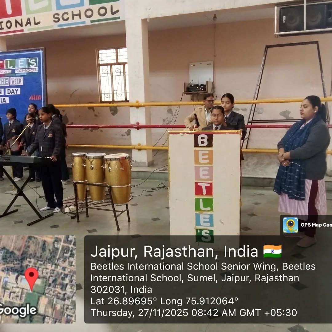 Constitution Day was celebrated on 27th November 2025 to in the school to commemorate the adoption of the Constitution of India.
To highlight and reaffirm the values and principles embedded in our Constitution, Reading of the Preamble to the Constitution was done during the school Assembly. To make the students aware and acquainted about the various aspects of Constitution such as its drafting Committee, adoption date, fundamental rights and Policy directive elements, a quiz was also organized.
It was quite an engaging and inspiring activity.