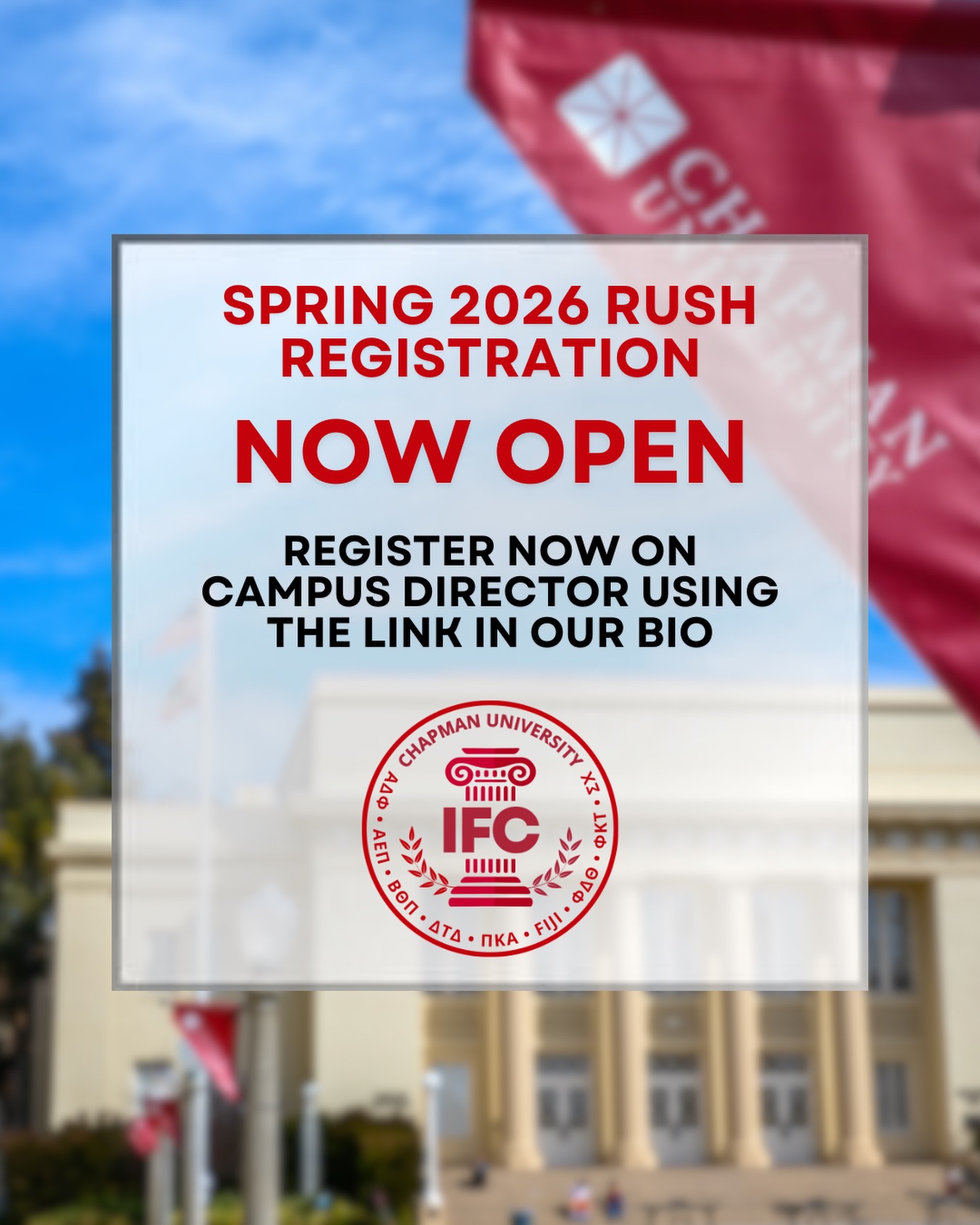 2026 Spring rush registration is now live! Click the link in our bio to register for spring rush on CampusDirector, and feel free to message us with any questions.