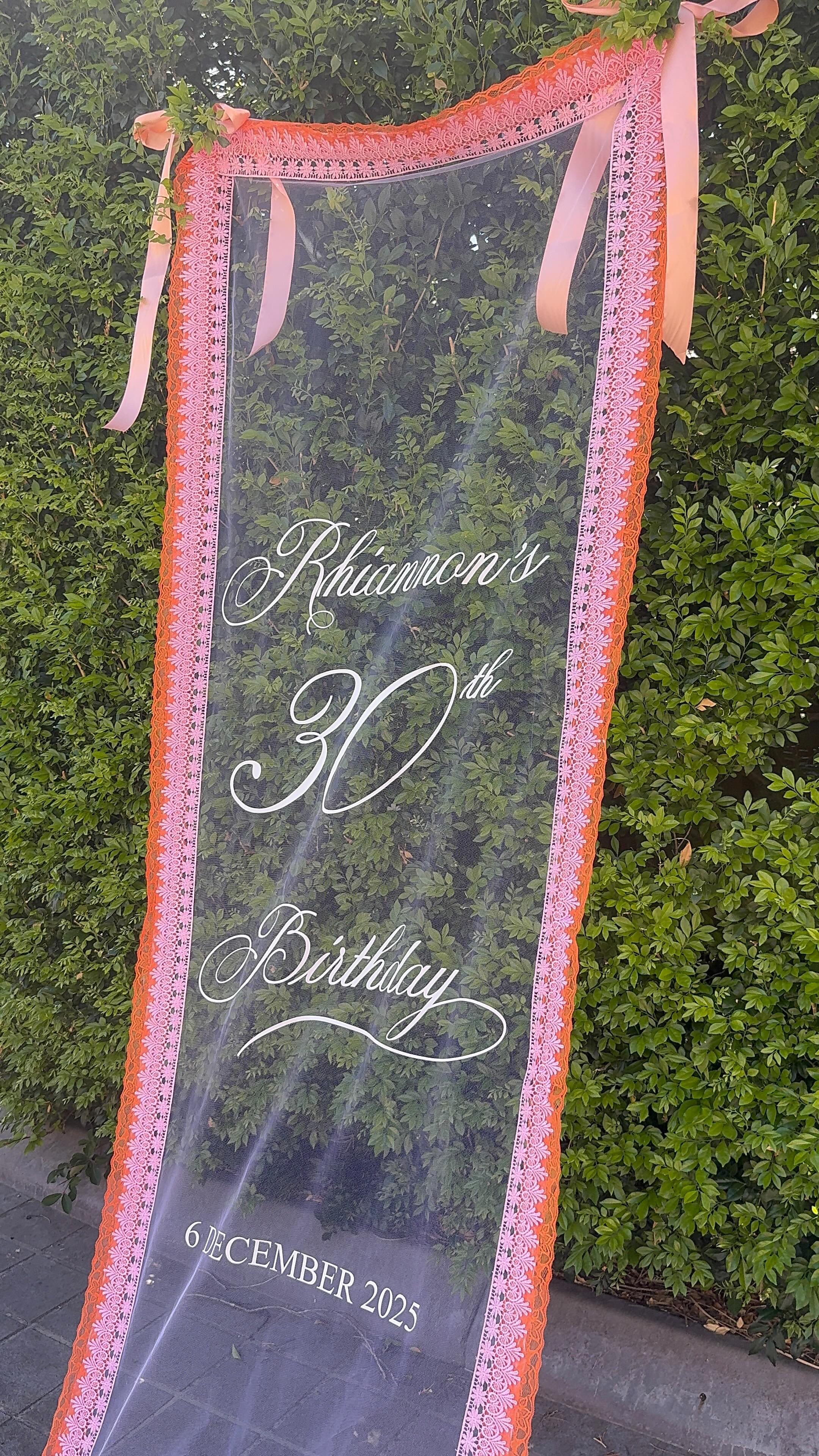 RHIANNON’S 30th BIRTHDAY | 6.12.2025
•••
Our beautiful custom made tulle & lace signage are fast becoming a must have item for every celebration!
This one here custom made for @onpointplanningco with layered orange & pink lace ~ a massive 4m long!
•••
Contact me if you’d like one for your upcoming celebration, all sizes, colours and lengths available!
•••
#iklektikink #iklektikinkdesignstudio #lacesignage #tulleandlacesigns #tullesign