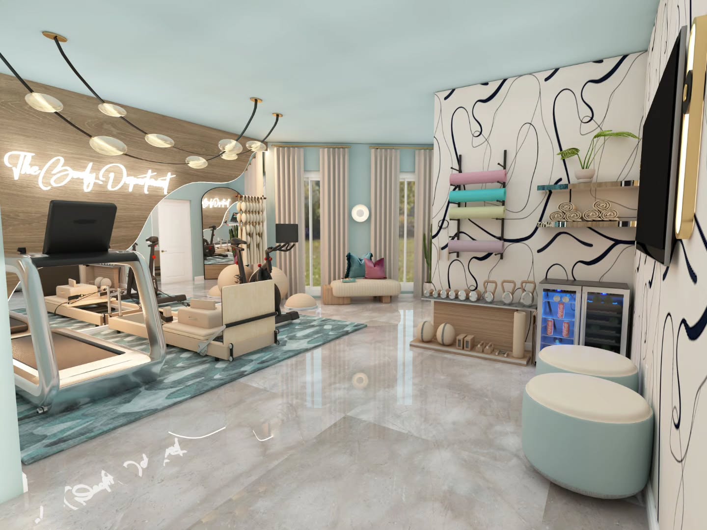 I'm so behind on sharing my work. I need to do better. A cute home gym.
Www.bellanoiredecor.com