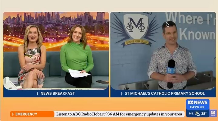 Nate Byrne live on ABC news at St Michael’s for Saints and Heroes Day 🤩