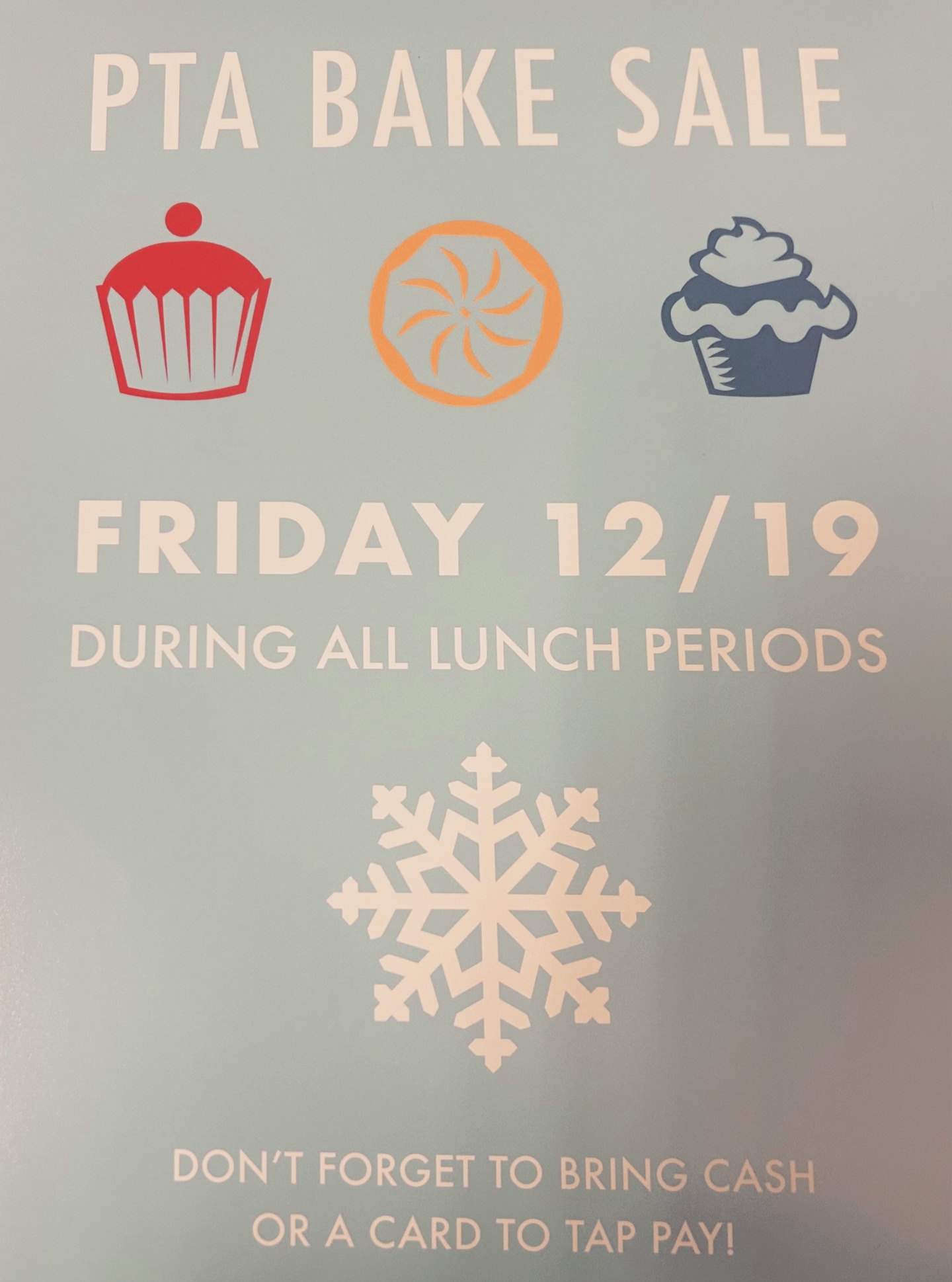 PTA Bake sale 12/19!!!