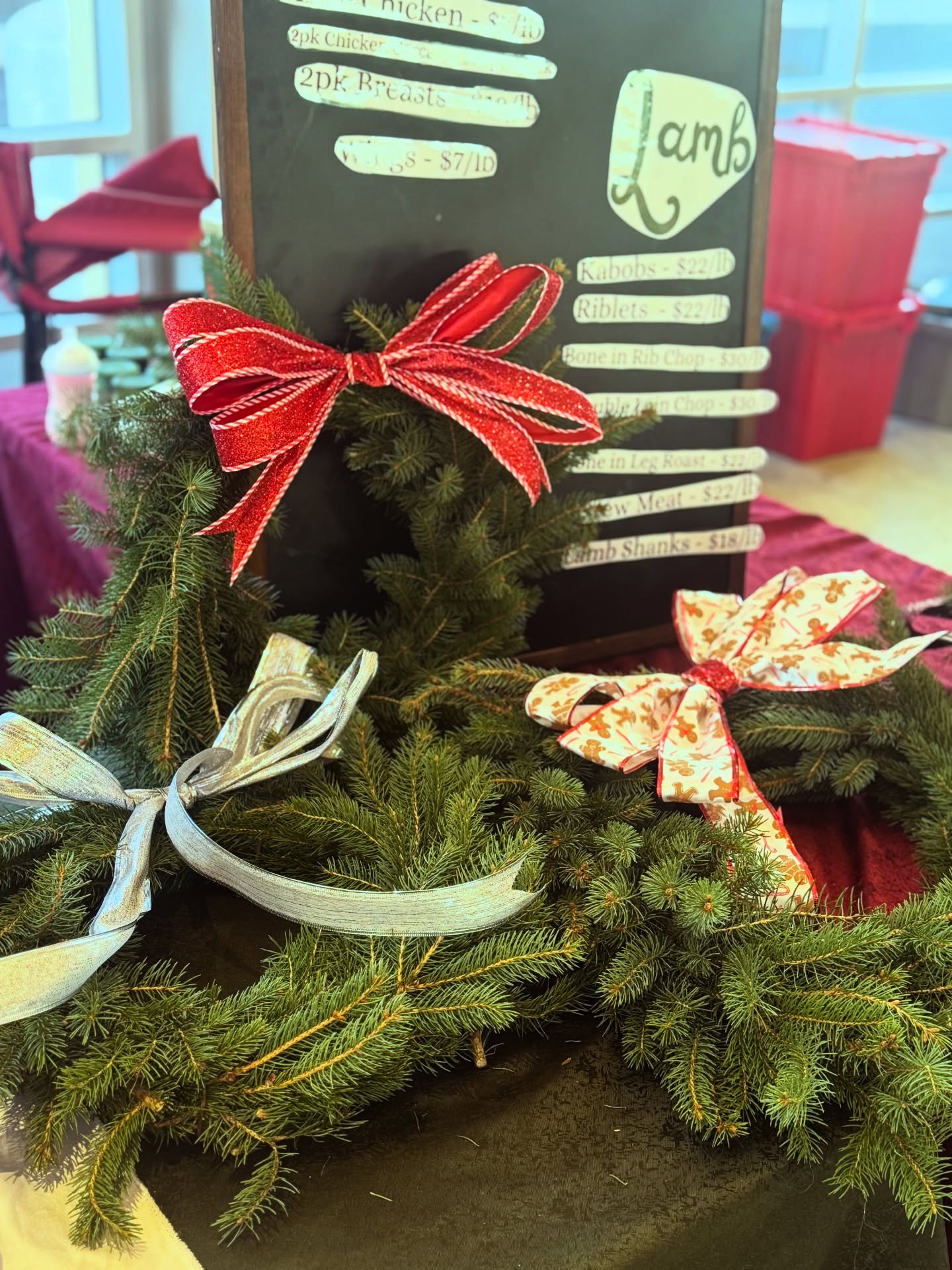 We have a selection of farm fresh wreaths at the @saratogafarmersmarket & @gffarmersmarket !