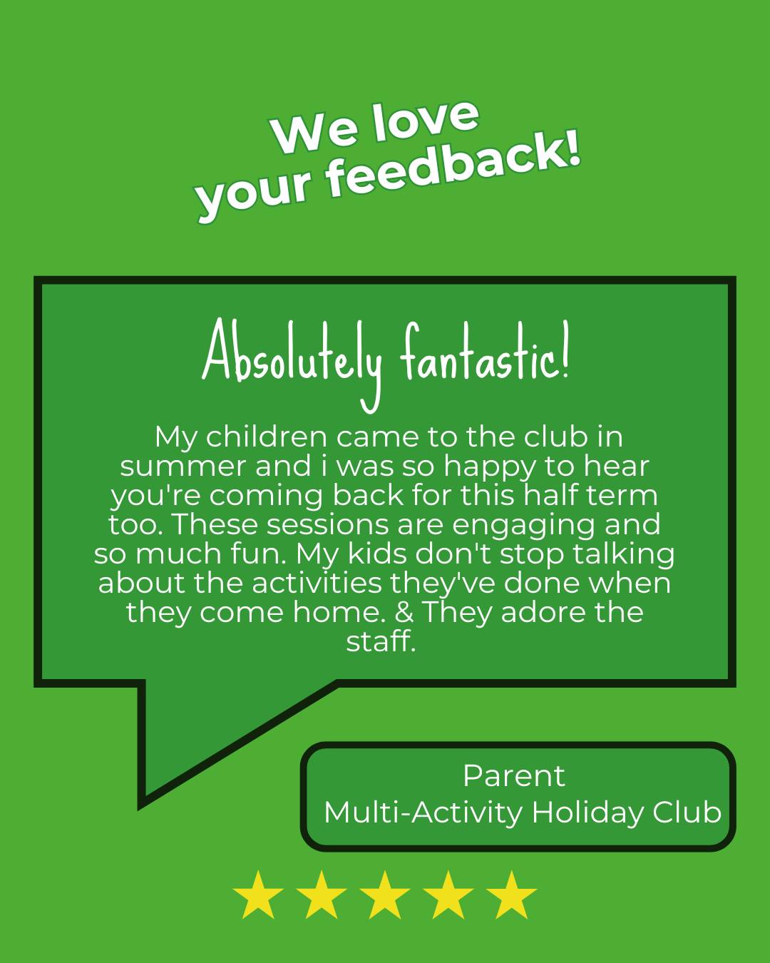We love your feedback 💬
If your child has joined us at one of our Kanga Holiday Clubs over the holidays, we’d love to hear what you thought.
Your feedback helps us:
✔️ Keep improving what we do
✔️ Shape our February half term holiday clubs
✔️ Share real experiences with other parents
If you have a moment, look out for our feedback survey email, please leave us a quick review or drop us a comment below. It really does mean the world to our team and helps us continue creating fun, active days for children.