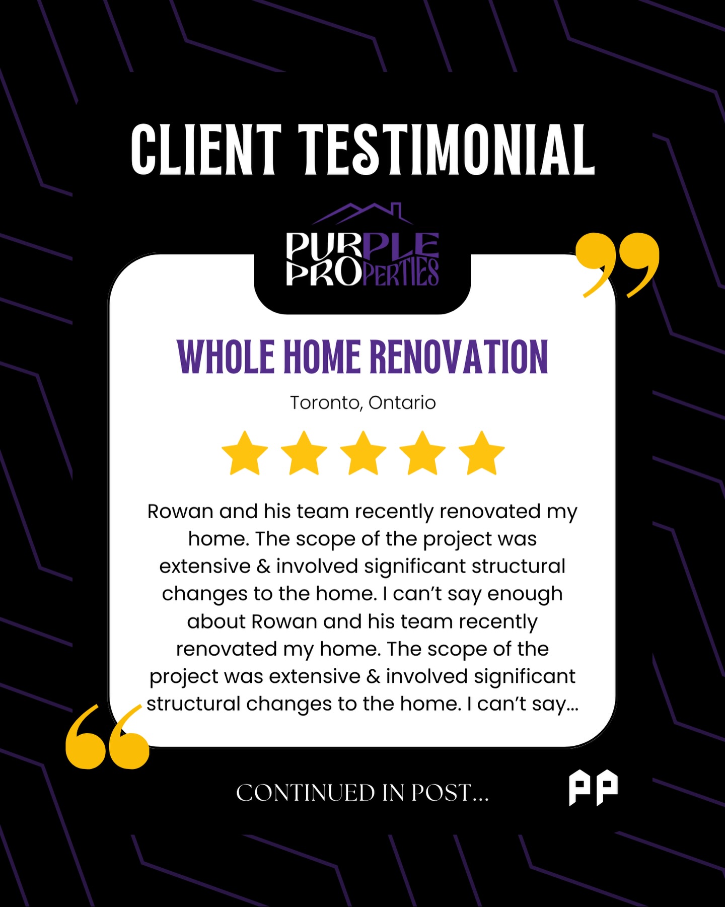 (continued… 👉) “I cant say enough about Rowan, Jordan and his crew. I would definitely recommend Purple Properties and look forward to working with them in future.”
__________________________________
Reviews like this means so much to us because we’ve built our reputation with our bare hands — literally! With award-winning results and 5 star reviews, see why hundreds of GTA homeowners trust Purple Properties to get it right 💪🏘️💟 #PurpleProperties #ClientLove
.
.
.
#TorontoRenovation #TorontoContractor #HomeRenovation #KitchenRenovation #KitchenRemodel #BathroomRenovation #BathroomRemodel #TorontoHomes #Toronto