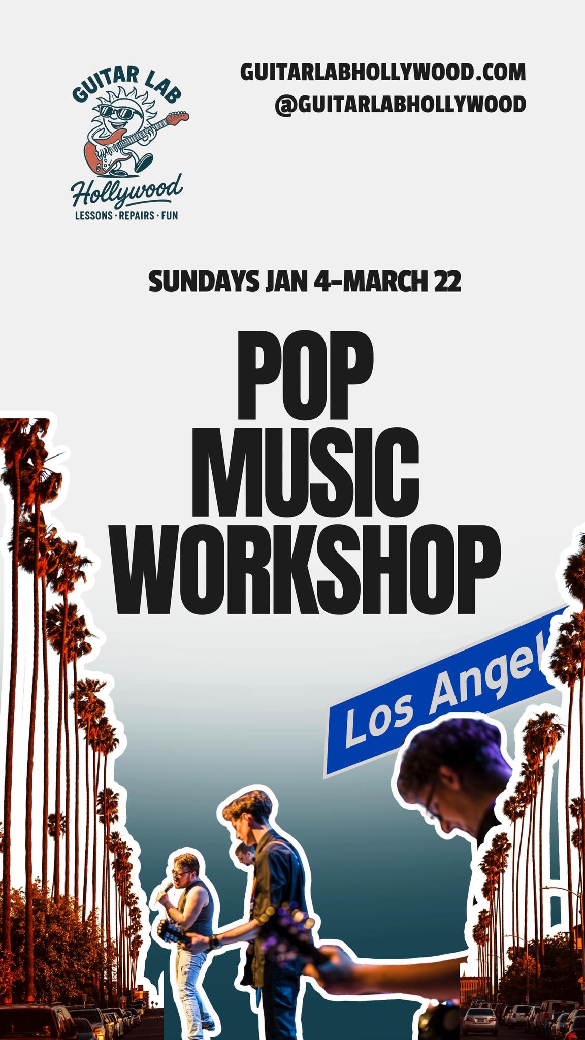 🎸 Ready to level up your sound?
Our Pop Music Workshop is back in session starting January 4 through March 22, every Sunday right here in Los Angeles.
Whether you sing, play guitar, or want to sharpen your performance skills, this workshop gives you hands-on coaching, live playing experience, and a supportive creative community.
Spots fill fast. Sign up now at GuitarLabHollywood.com
Follow us on Instagram @guitarlabhollywood for updates.
Let’s make some music. 🎶🔥
#MusicLessons #GuitarLessons #LosAngelesMusic #LAMusicians #HollywoodMusic #ThingsToDoInLA #BandRehearsal #MakeMusic #GuitarLabHollywood #GuitarLab #MusicSchool #MusicStudioLA #guitartutor #guitarteacher #guitarlessons
