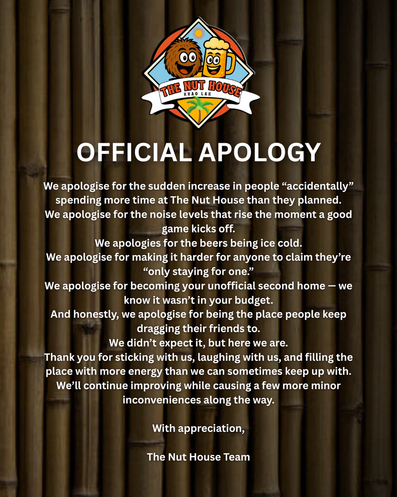 We’re sorry…
#apologytrend #thenuthousekhaolak #sorry