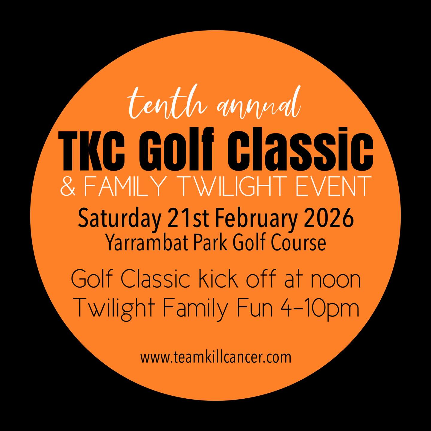 We’re doing things a little different this year for our 10th Annual TKC Classic!
It’s a Saturday afternoon event, Feb 21st at Yarrambat and we have a huge afternoon planned with a Twilight Family Fun Day included.
Only 32 team spots available for the golf so don’t delay, tickets go on sale 9am tomorrow via our website.
Family event runs 4-10pm. Only $25 for adults & $10 per child. Includes mini golf, Harley rides, petting zoo, face painting, fun games, music, entertainment and much more. We’ll have food trucks and drinks available for purchase. BYO camp chairs and picnic rugs, it’s going to be a great afternoon 🧡
PLEASE SHARE 🙌🏻