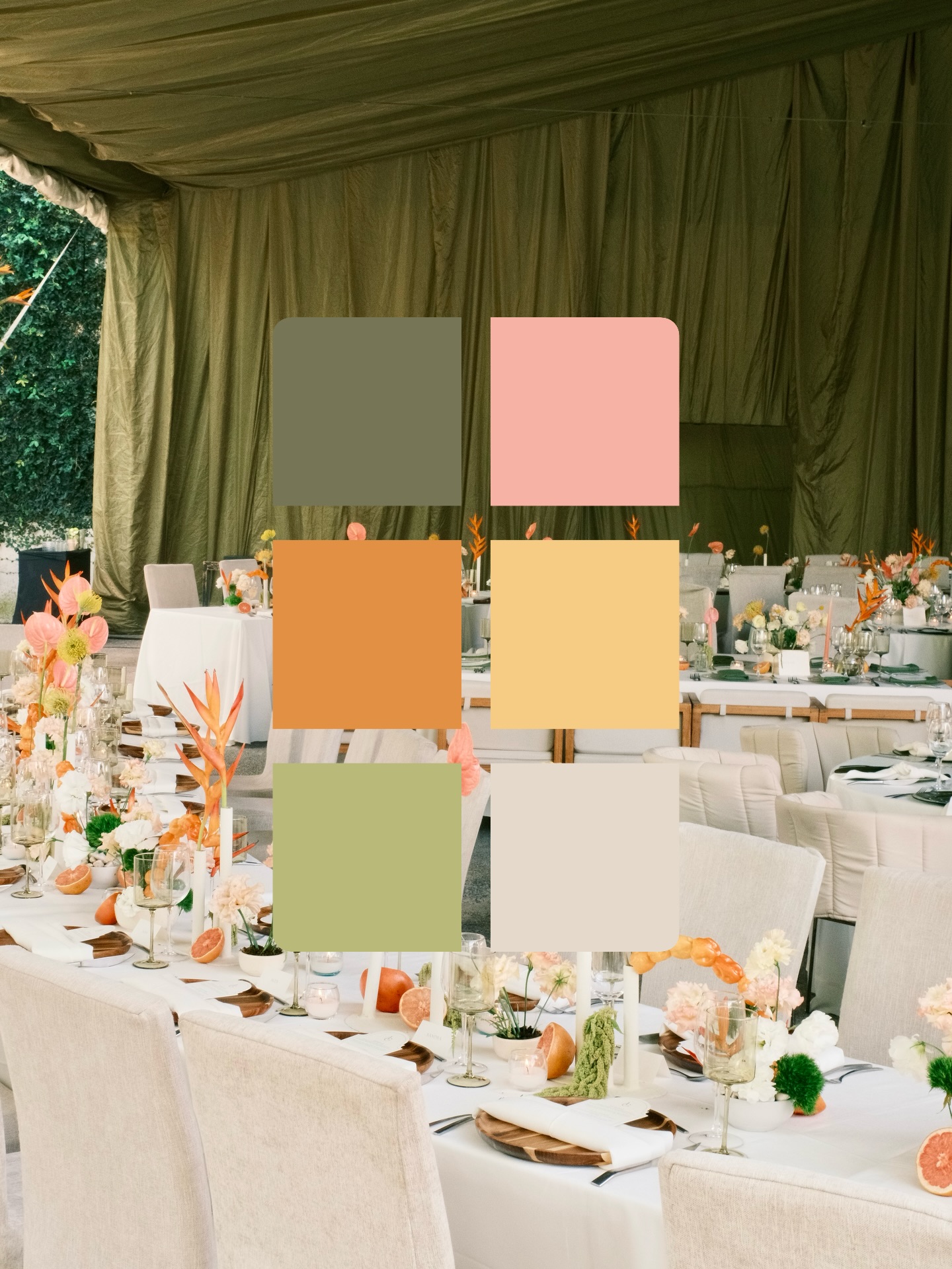 La paleta de colores para la boda de Andy y Germán se construyó a partir de un verde olivo, combinado con acentos de amarillo, naranja y coral
Esta mezcla de colores estuvo llena de vida y reflejaba perfecto la energía, alegría y personalidad de los novios💛
Fotos: @imagedesignersmx