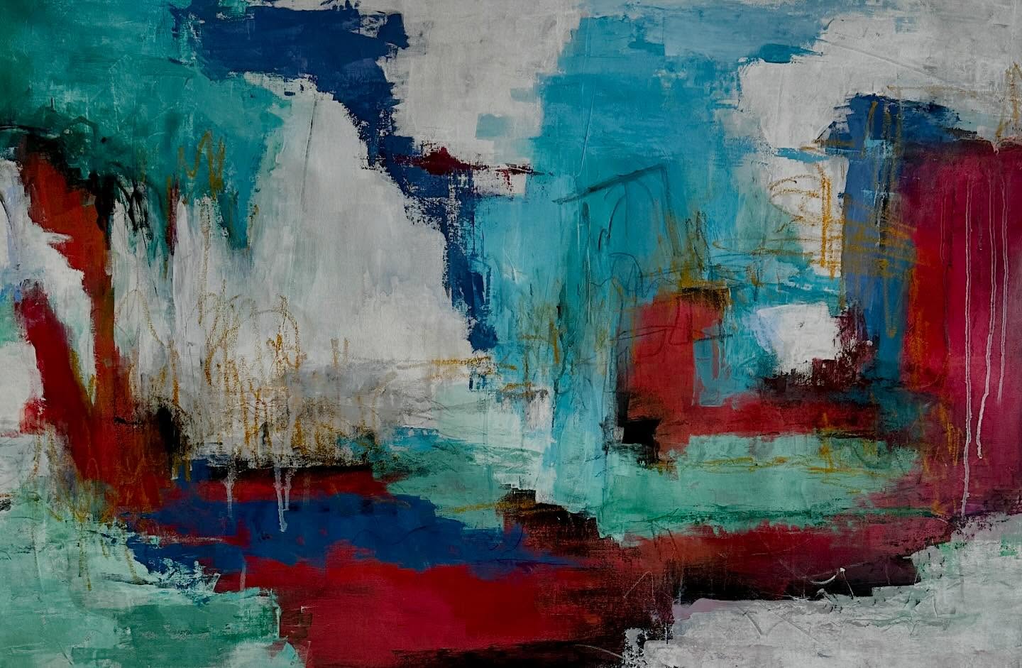 Acrílica e pastel oleoso sobre tela , 70x100 cm.