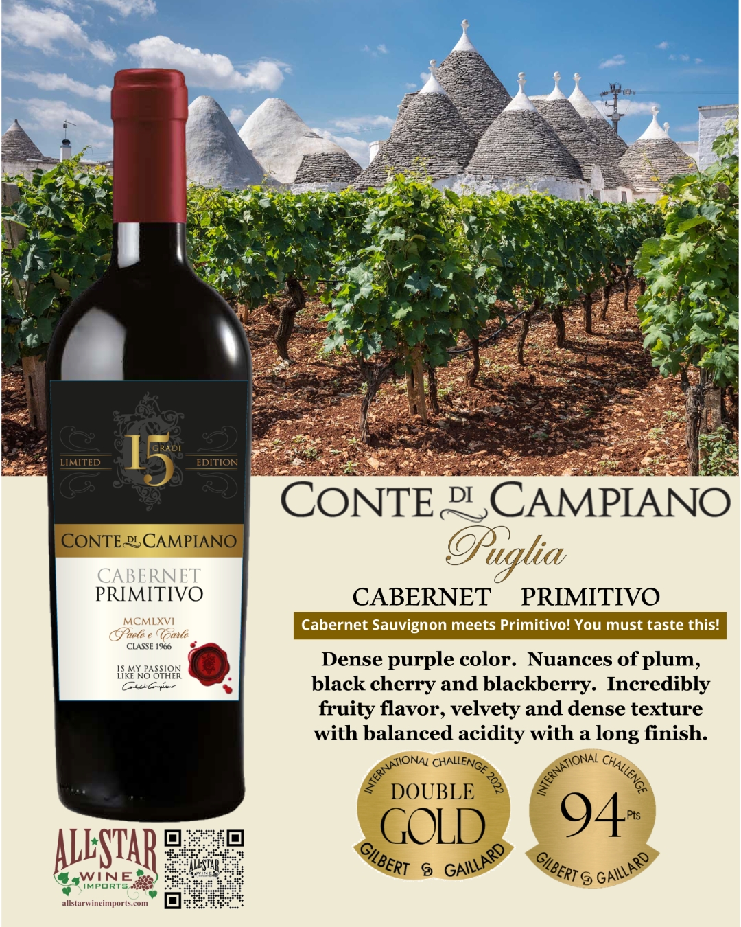 ✨ Unleash the power of Puglia with Conte di Campiano! 🍷 Cabernet meets Primitivo in a bold fusion of flavors that’s perfect for your holiday gatherings. Elevate your celebrations with these sun-kissed grapes from Italy’s sunniest region!
#PugliaWines #HolidayCheers #BoldFlavors