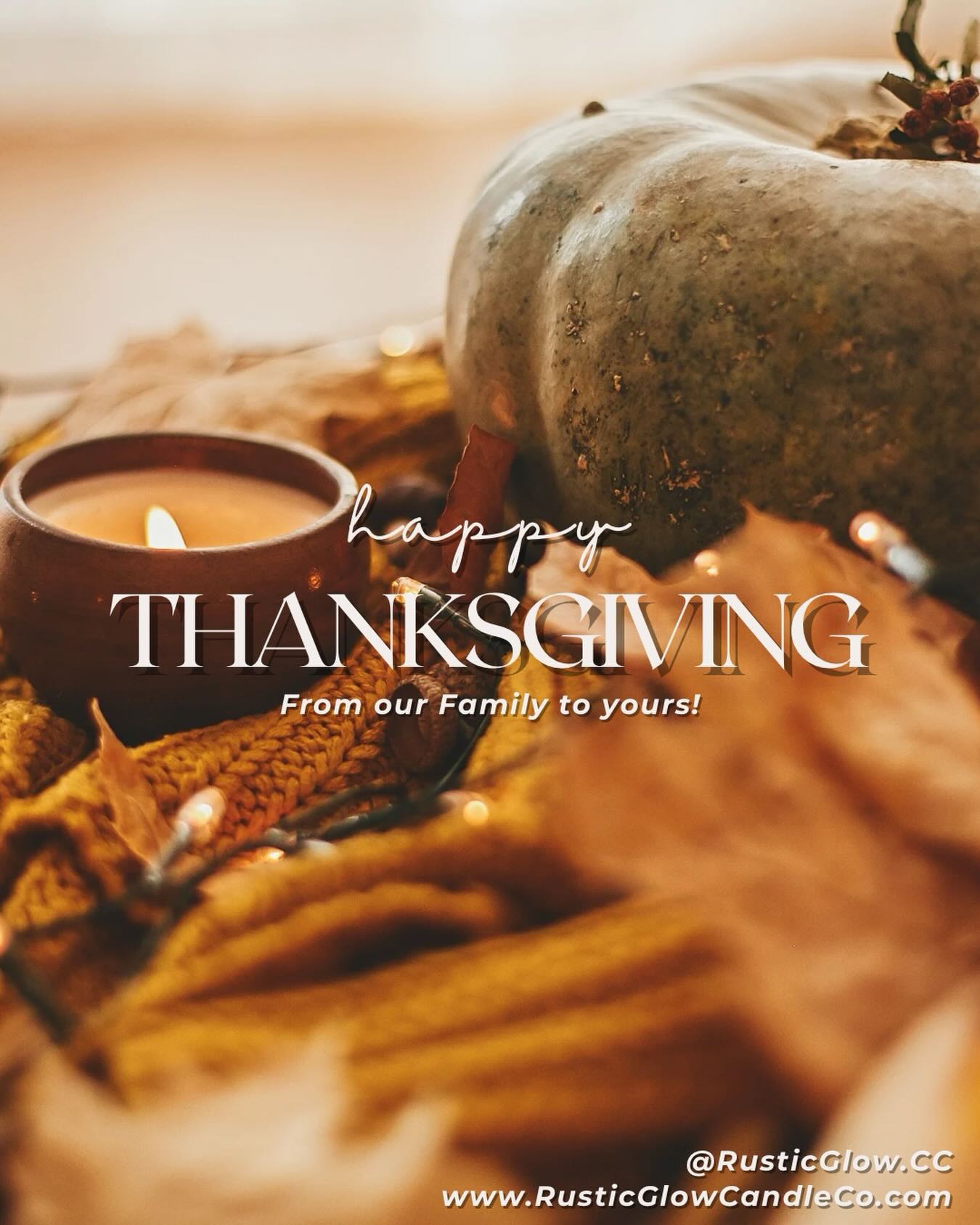 🕯️✨ This Thanksgiving, our hearts are full of gratitude!
As we gather around the table this Thanksgiving, we can’t help but think of all of YOU — the amazing people who’ve supported Rustic Glow Candle Co. in our very first year!
From online shoppers to local friends and our incredible business partners, your support has meant the world. We are truly so thankful for this community. 🤎
Wishing you and your loved ones a warm, happy Thanksgiving!
P.S. When you start your Black Friday shopping, don’t forget to visit rusticglowcandleco.com for a special sale you won’t want to miss! 🛍️
#RusticGlowCandleCo #ThankfulForYou #HappyThanksgiving #GratefulHeart #ThanksgivingVibes #SmallBusinessLove #ShopSmall #SupportSmallBusiness #CandleLovers #SoyCandles #HandPouredCandles #CandleCommunity #HomeFragrance #CozyHome #CandleAddict #CandleObsessed #SmallShopBigLove #GratitudeSeason #SupportLocal #MadeInTexas #CandleGoals #HolidaySeason #GiftIdeas #Thanksgiving2025