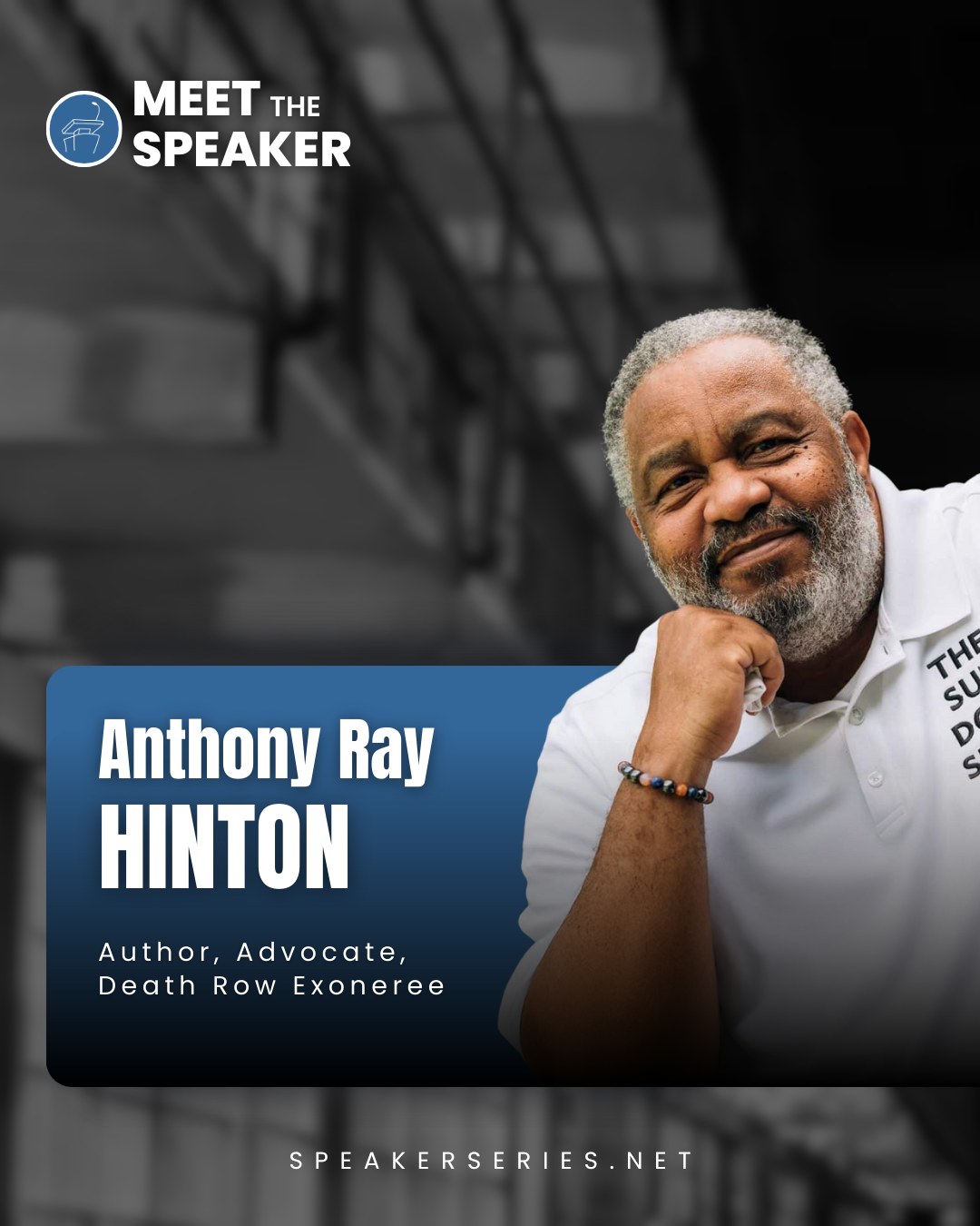 We’re start off 2026 with a story that stays with you long after the event is over.
In January, MPSF welcomes Anthony Ray Hinton, who survived 30 years on Alabama’s death row before being exonerated and freed. His journey is one of profound injustice, extraordinary resilience, and unwavering hope. This is an evening that promises to be both deeply moving and deeply human.
Oakland | January 13th (tickets available at speakerseries.net*)
Peninsula | January 14th
Marin | January 15th
*Sold as a series only.