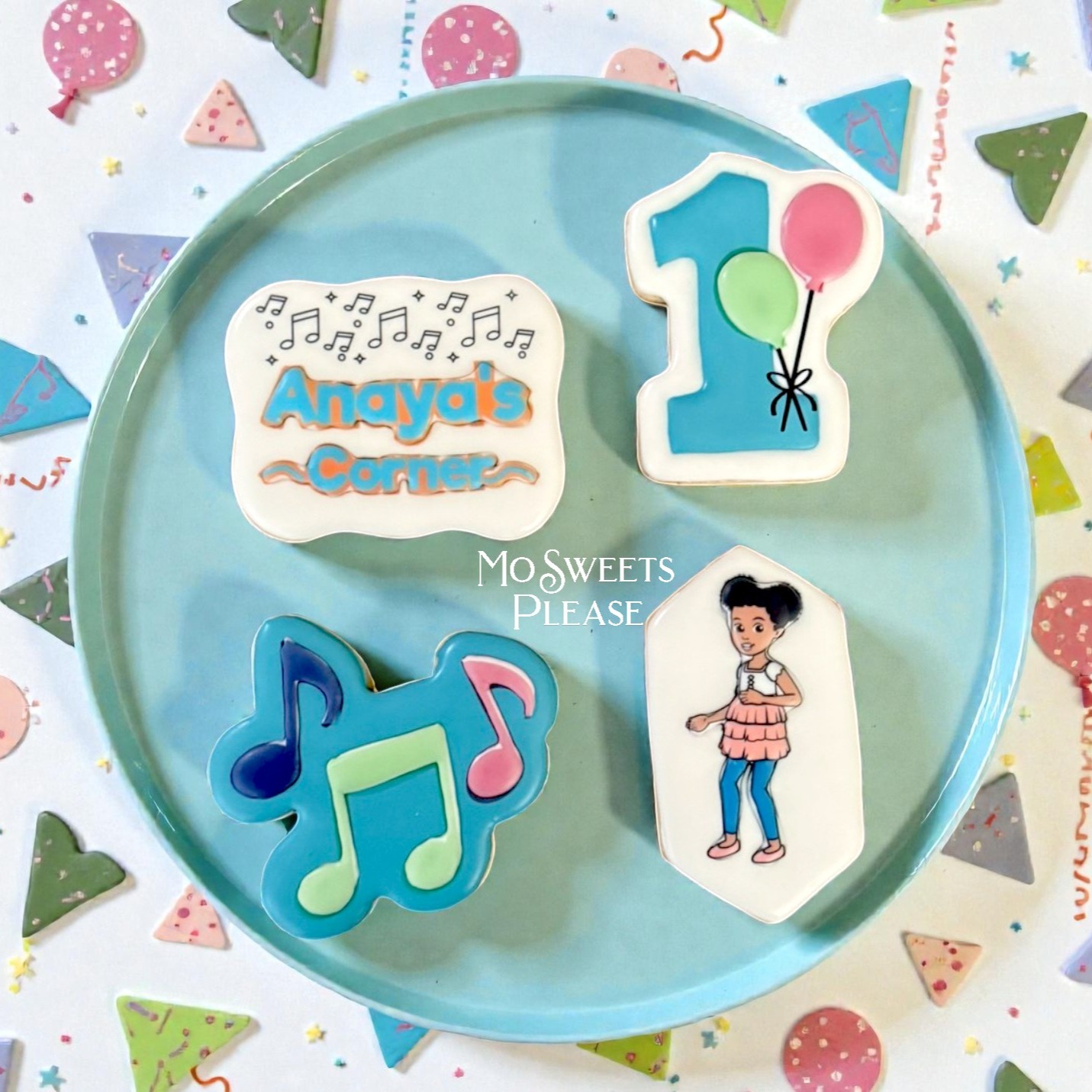 Definitely a new design for us - Happy First Birthday Anaya! #graciescorner #birthdaycookıes #firstbirthday❤️ #sugarcookies
#cookieart
#cookieartist
#cookiedecorating
#cookiesofinstagram
#royalicing
#customsugarcookies
#decoratedsugarcookies
#partyfavor
#favor
#bakerydouglassvillepa
#cookiesdouglassvillepa
#weshipcookies