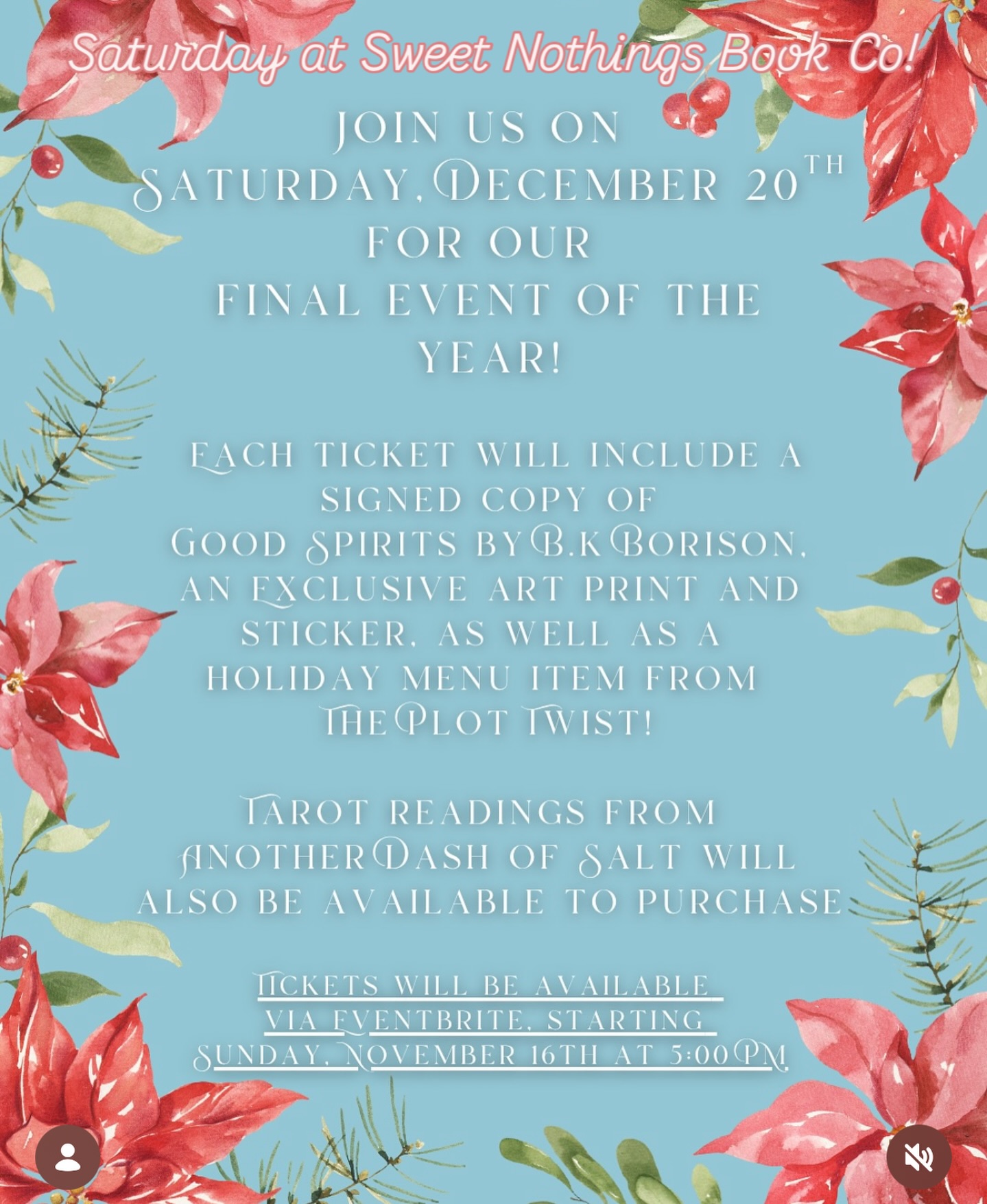 So excited to be back @sweetnothingsbookco this Saturday offering tarot readings as part of their book club event for Good Spirits by @authorbkborison ✨
Tickets are available on eventbrite!