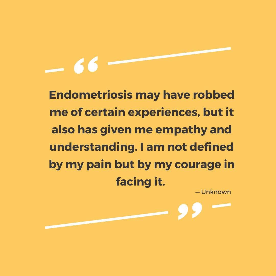 Endometriosis may take a lot from us, but it also teaches us so much! It changes our perspective and resilience, showing us our true strength and teaching us valuable coping strategies that benefit other areas of our lives. What’s something endometriosis has taught you? #endoquote #endometriosisquote #quotes #endowarrior 💛