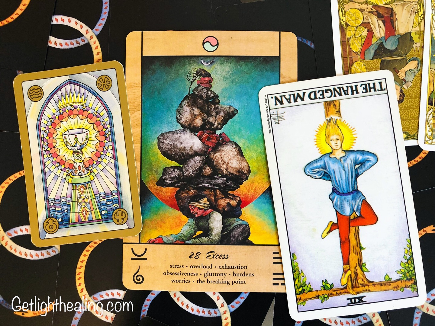 Continued Close-up look at 2026 reading
Advice for 2026: Excess (Tao Oracle 28) - Hanged Man Reversed, Symbolon Holy Grail:
Pressure creates a diamond. When it becomes too much, people will jump into action. Until they reach the breaking point, they won’t wake up and realize the treason. Not until they tire of being so limited—hands tied and put upon—will they attempt to break from the betrayal and treachery against them. This realization can be just as stressful as the ordeal itself.
The Holy Grail is Pisces energy—we are urged not to bend under the crushing weight of these pressures, not to dissolve or get hung up looking for a savior, but to move forward. This pressure can act as a catalyst to break free from this burden and move towards creating fundamental change. The Hanged Man reversed calls for a shift from being passive to becoming active—to stop resisting the necessary system change. We are urged to put down the cross and take action. Once you’ve committed to the conclusion that “this is too much—I’ve reached the breaking point,” you’ve reached critical mass. This is a time of action, no longer bearing or taking on another stone until we are flattened with broken backs.
The Hanged Man reversed can speak to selfishness and self-pity Acknowledge the role you may have played in this situation through the quest for more and more. Search for your own salvation rather than waiting on false prophets. There’s a search for meaning and a desire to return to simpler, more natural needs. There’s got to be something better than what we are painfully enduring. At the moment, it is a puzzle. There are no definitive answers, but it cannot continue as it is.