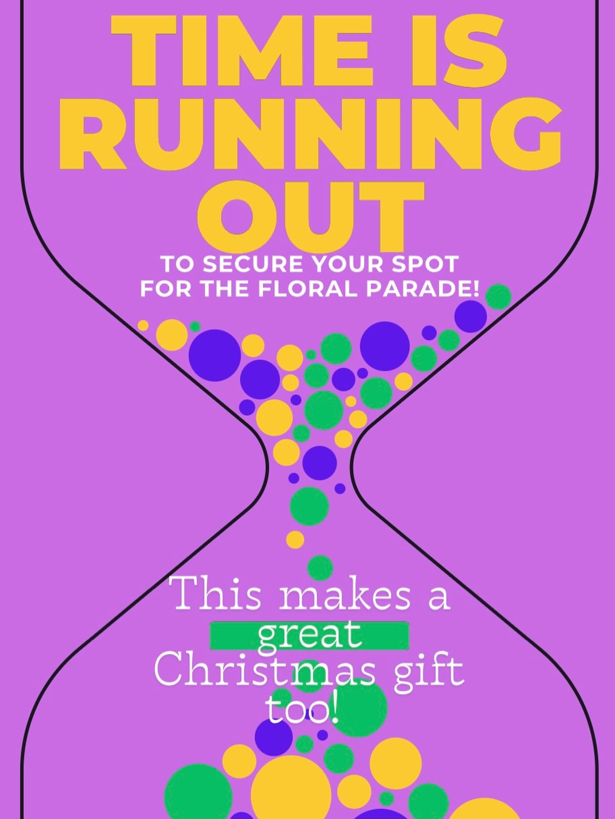 6th, 7th, & 8th Grade Families: Reminder to turn in your Floral Parade forms and $225 riding fee to Nancy Erwin no later than Monday, December 15 @ 10am. Your 7th & 8th grade reps, along with a PTA committee, will be finalizing t-shirt orders and float positions over the Winter Break so that everything is ready to roll for the party and parade when we return to school!