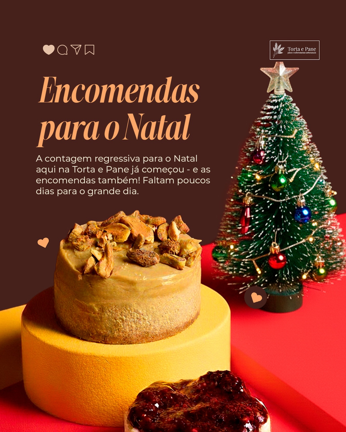 A contagem regressiva para o Natal aqui na Torta e Pane já começou - e as encomendas também! Faltam poucos dias para o grande dia. 🎄🎅🏼
➡️ Garanta as delícias para a sua ceia ou presenteie quem você ama com nossas cestas recheadas de pães e doces artesanais. Uma ótima opção para aquele amigo secreto da família, não? 😇❤️
Torta e Pane | Pães e Sobremesas Artesanais
📍 Campinas e Região (consulte)
📲 WhatsApp: (19) 97131-4077
#TortaEPane #Natal