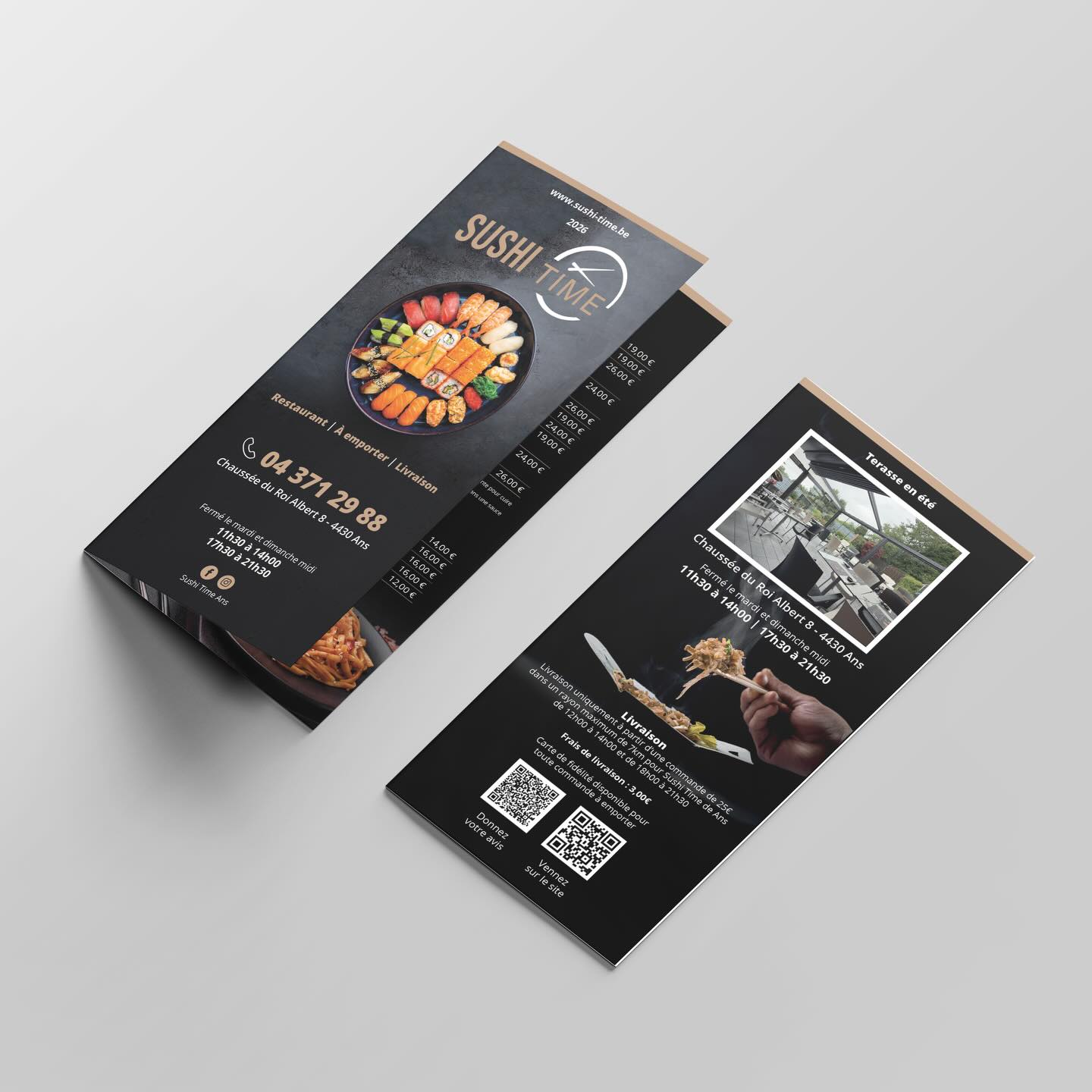 Réalisation nouveaux dépliants pour @sushitime_ans Sobre et élégant…et une cuisine à tester absolument #graphmoska #sushi #folder