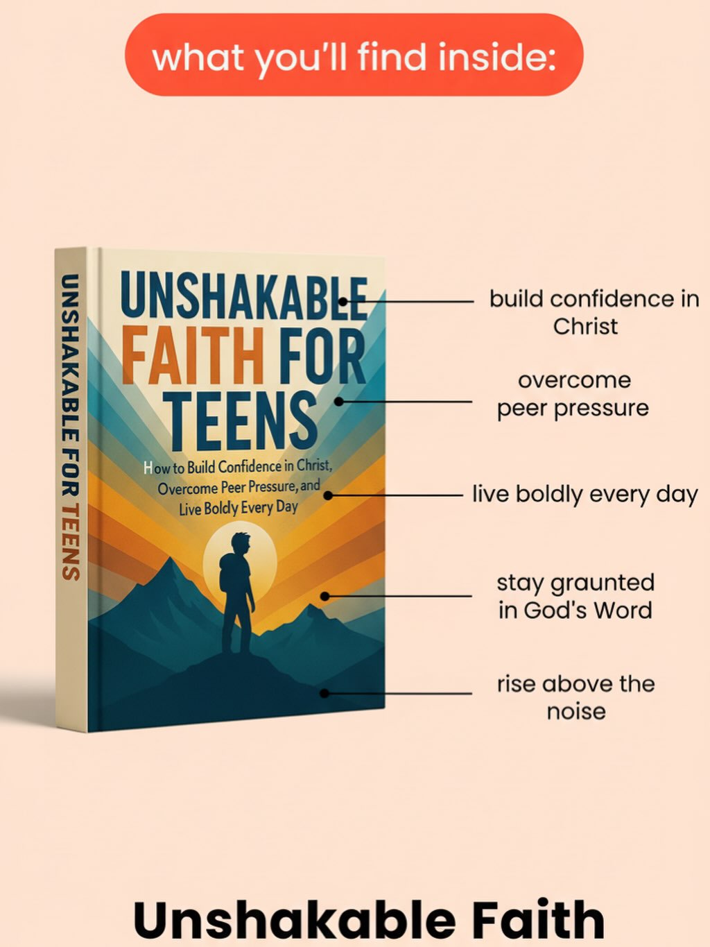 Are you ready to rise above doubt, fear, and peer pressure?
Unshakable Faith for Teens gives you the tools to build a rock-solid confidence in Christ—so you can face challenges with courage, stand firm in your values, and live boldly every single day.
Don’t just go with the flow.
Step into your purpose. Strengthen your faith. Live unshakably. Great for parents, teens, youth leaders!
Grab your copy today and start your journey toward fearless, Christ-centered confidence!
https://a.co/d/fbblNCV
#amazonfinds #bookworm #bookish #christ #christianity #christian