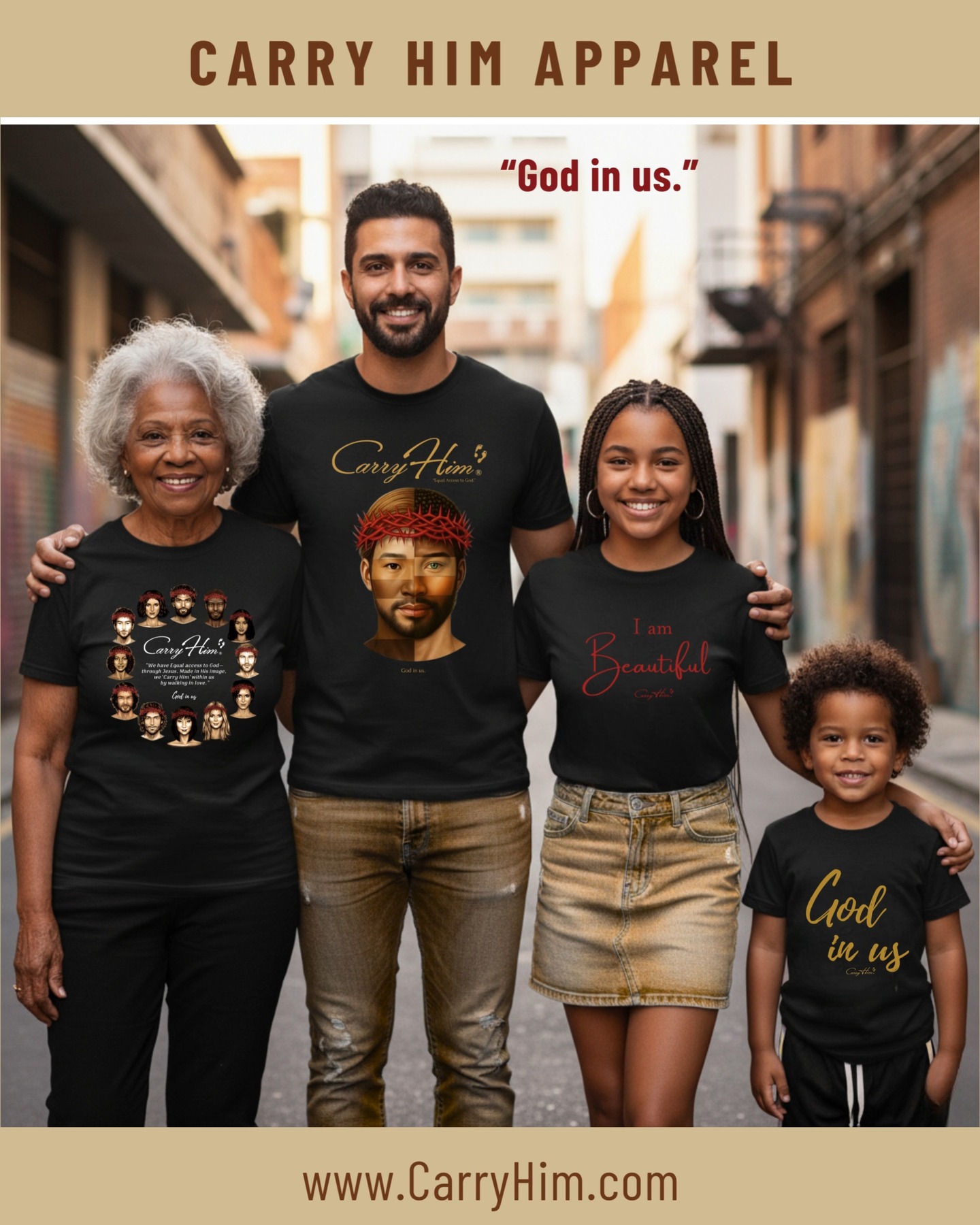 Family, wherever you are in the world… this one’s for you.
We’re all learning how to walk in love — with God, with ourselves, and with every person we meet. And when we look back at how far God has brought us… whew. We’ve grown. We’ve healed. We’ve overcome. And still, there’s room for more. More grace. More unity. More understanding. More love.
That’s the beauty of this journey — we’re progressing, not perfect. 💛
And every Carry Him piece is designed to walk that journey with you:
✨ Equal Access to God Tees
✨ God in Us Tees
✨ Circle of Unity Tees
✨ Combo Tees
Each one is a reminder that we ALL have equal access to Him… and that His love truly lives in us. And the best part? You can style them any way you want — heels, jeans, skirts, jackets, comfy fits, cute fits, ALL of it. 💃🏽🕺🏽
Carry Him isn’t just apparel. It’s daily encouragement to grow in love, grow in grace, and grow together — as one family across the world.
#CarryHimApparel #Jesus #Brand #Apparel #EqualAccessToGod #GodInUs #OneGodOneWorld #CircleOfUnity #FaithAndFashion #WalkInLove #ChristianApparel #MadeInHisImage #GlobalFamily #StyleAndSpirit #JesusLovesAll #FaithStyle #UnityInChrist #KingdomCulture #SpreadLoveLiveLove
Thank you for walking this journey with me.
Love you deeply. ❤️
Kindest Regards,
Lindsay Barnett-Dillard
www.CarryHim.com