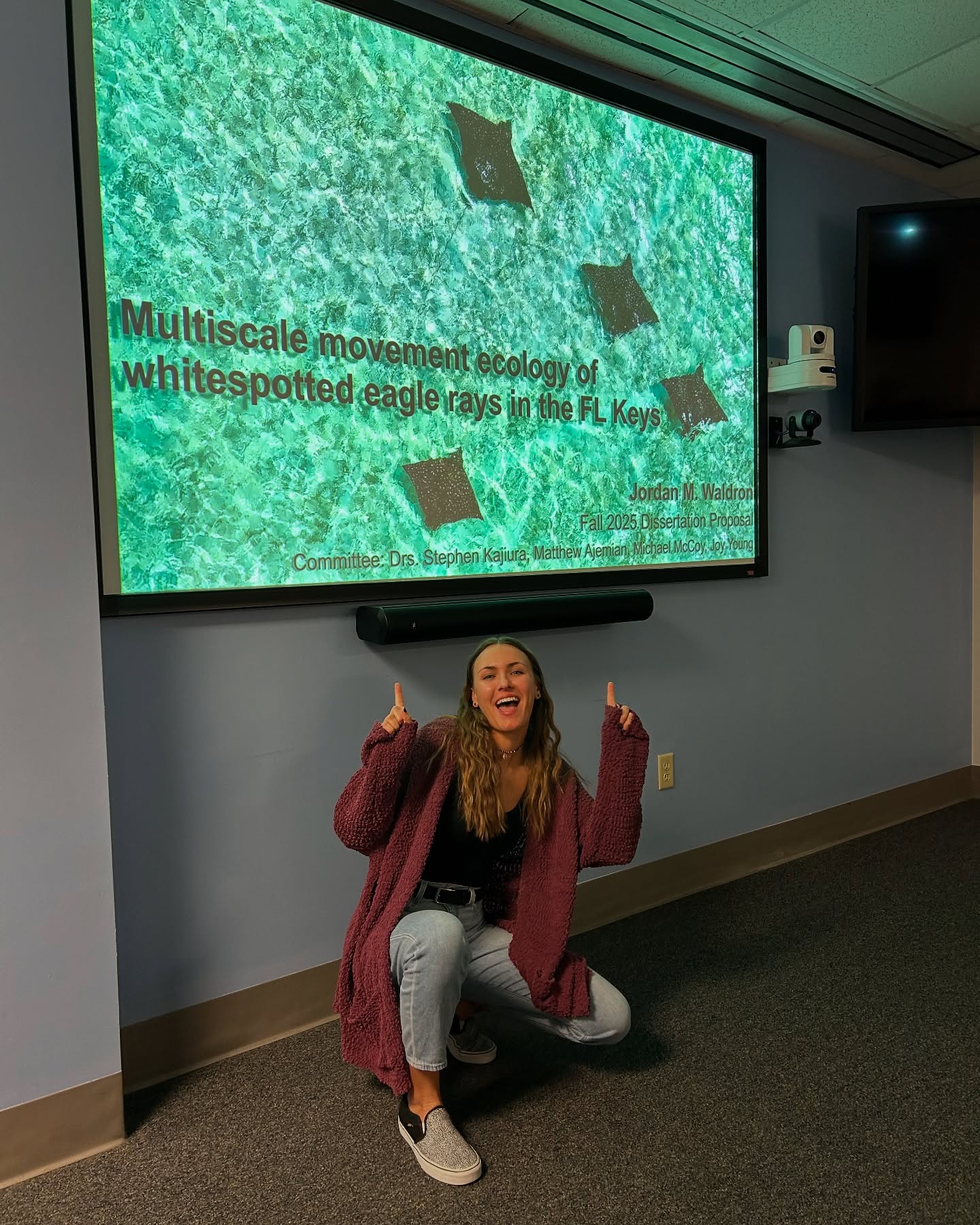 #congratulations to @fauscience #graduate #student @jordanwaldron for successfully defending her #dissertation #proposal! She will examine #spatial #distribution, temporal abundance and #movement #ecology of the white spotted #eagleray in the #florida #keys. Looking forward to seeing her results! #gradstudent #gradstudentlife #womeninstem #womeninscience #marinebiology. @colganfoundation