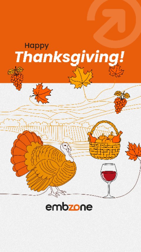 This Thanksgiving, we would like to thank all of our customers, partners, and companies who have placed their trust in us this year.
We value your trust and look forward to continuing to work with you.
Happy Thanksgiving!
#Embzone #Embroidery #ScreenPrinting #VinylDecals #Thanksgiving