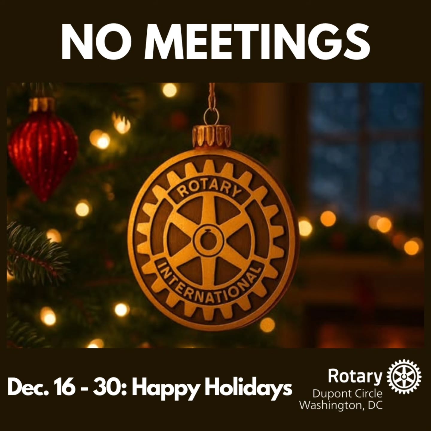 We will be on Holiday Break. Meetings will resume in January. Happy Holidays!