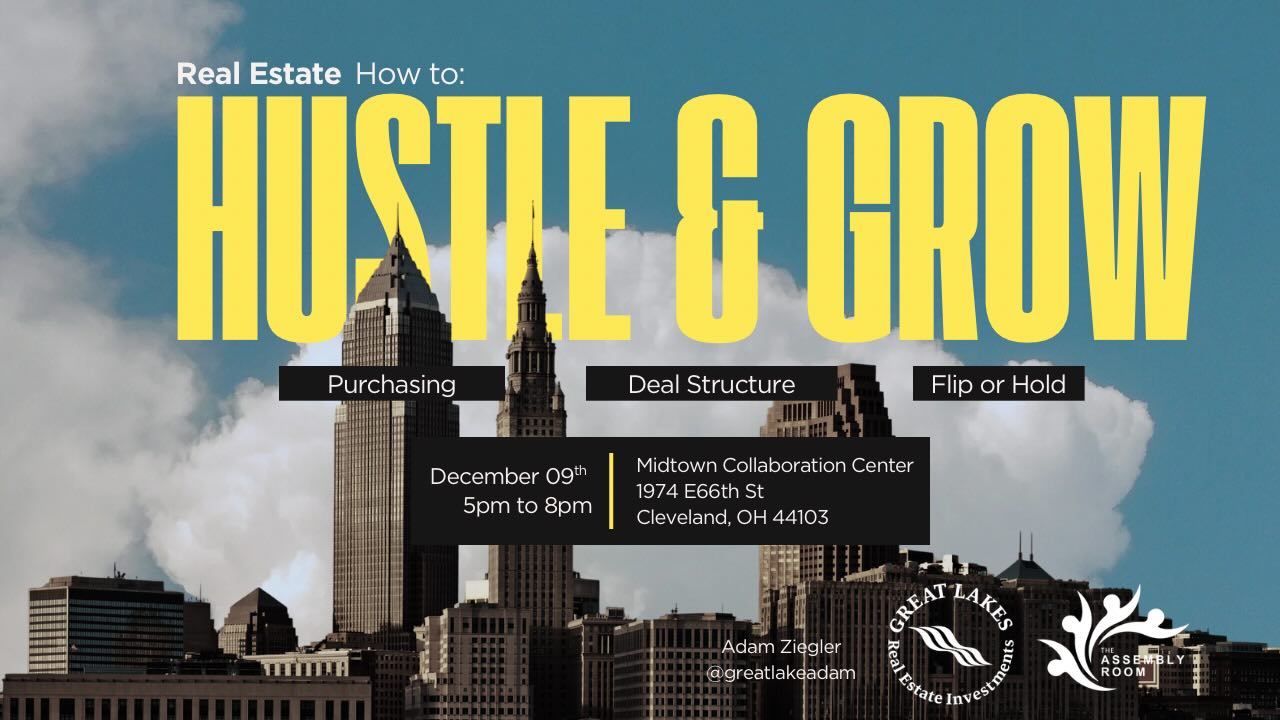 Hustle & Grow Real Estate
Ready to step into the real estate game with confidence?
Hustle & Grow: Cleveland Real Estate Edition is your three-hour power class designed to help you spot the right deals, secure the money, and choose the smartest exit strategy for your next investment.
And because we believe in planting seeds early — you can bring one youth, 21 and under, for FREE. Let them soak up the game right alongside you.
In just one session, we’ll break down:
🧭 Finding the Right Deals — where to look, how to analyze returns, and how to build the team that keeps you winning.
🏦 Financing Strategies — credit basics, asset-based lending, and creative ways to fund your investment property.
🚪 Exit Strategies — flips, holds, rentals, and how to choose the move that fits your goals.
This isn’t theory. It’s real-world game, rooted in Cleveland’s market and built for wherever your hustle takes you next.
Your next move deserves clarity.
Your next investment deserves strategy.
And your future portfolio deserves you in the room — and the next generation learning beside you.
Session led by @greatlakeadam
Let’s get to it — seats are limited. 🔗👇
https://www.eventbrite.com/e/hustle-grow-cleveland-real-estate-edition-tickets-1976182637466?utm-campaign=social&utm-content=attendeeshare&utm-medium=discovery&utm-term=listing&utm-source=cp&aff=ebdsshcopyurl