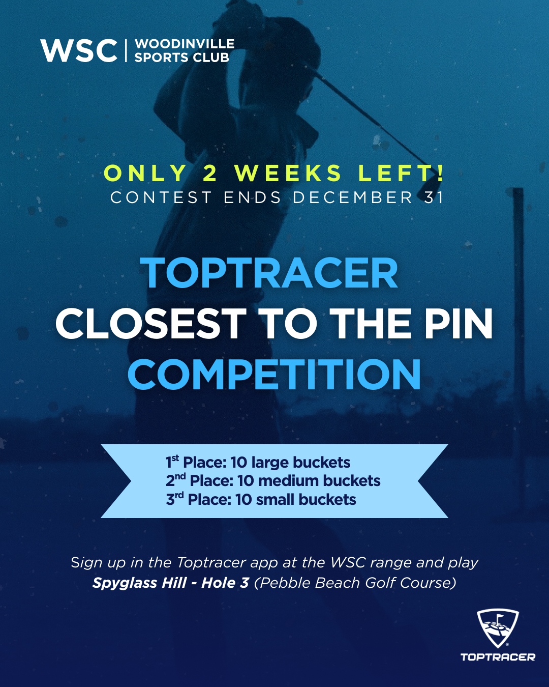 Halfway through December—how's your Toptracer game? 🎯
The leaderboard is heating up in our Closest to the Pin Contest! Have you played Spyglass Hill - Hole 3 at Pebble Beach yet?
Remember: UNLIMITED attempts through December 31. Keep playing, keep climbing, and win FREE buckets! ⛳
#WoodinvilleSportsClub #WSC #ToptracerRange #GolfContest #WoodinvilleGolf