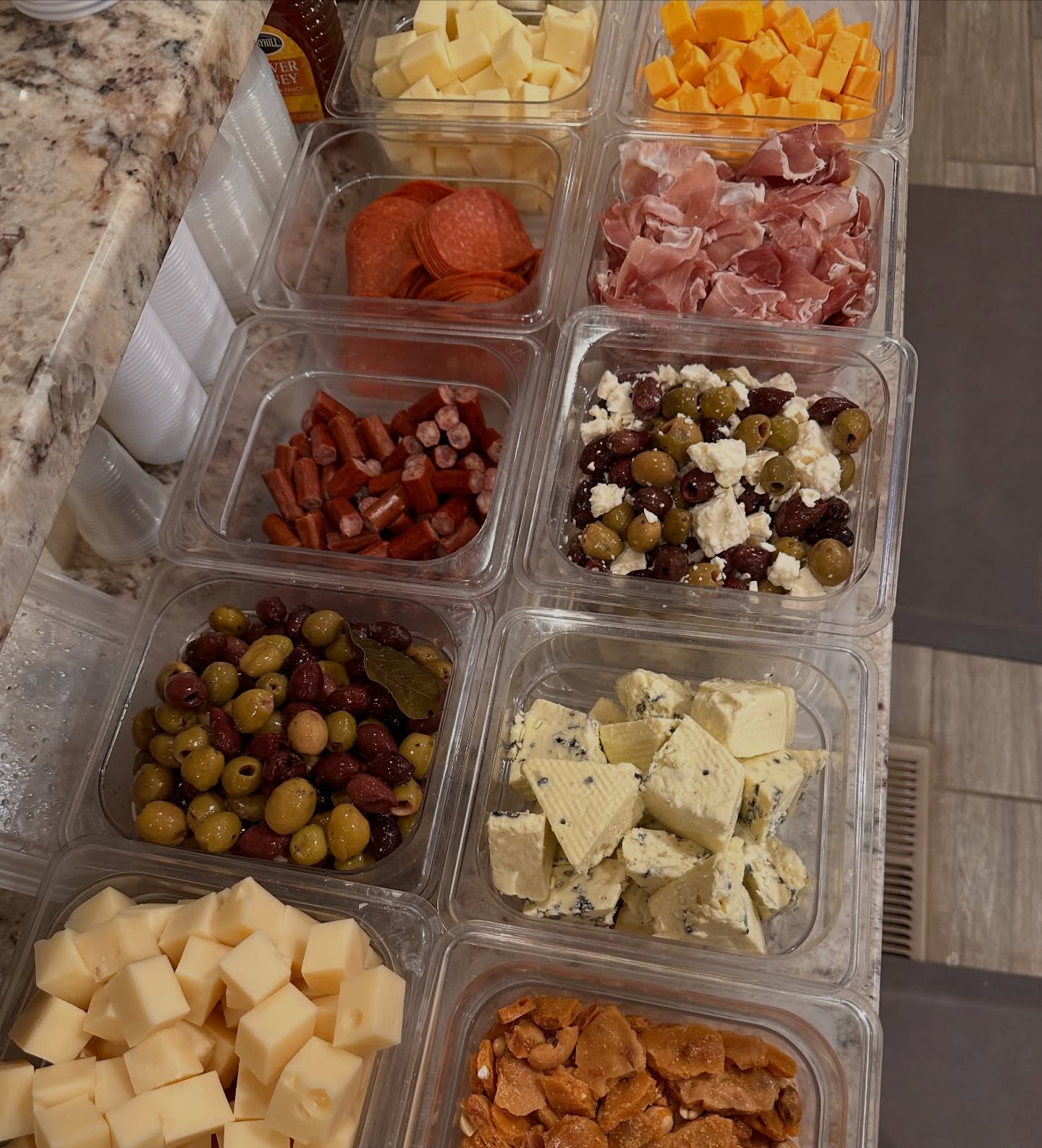 Build your own charcuterie, board Friday and Saturday! Special holiday editions added to the menu: white almond bark pretzel, butter toffee peanuts with a few extras 😉 over 22 items! #charcuterie #mobileservice #holiday #bookings #catering #cheflife #minneapolis