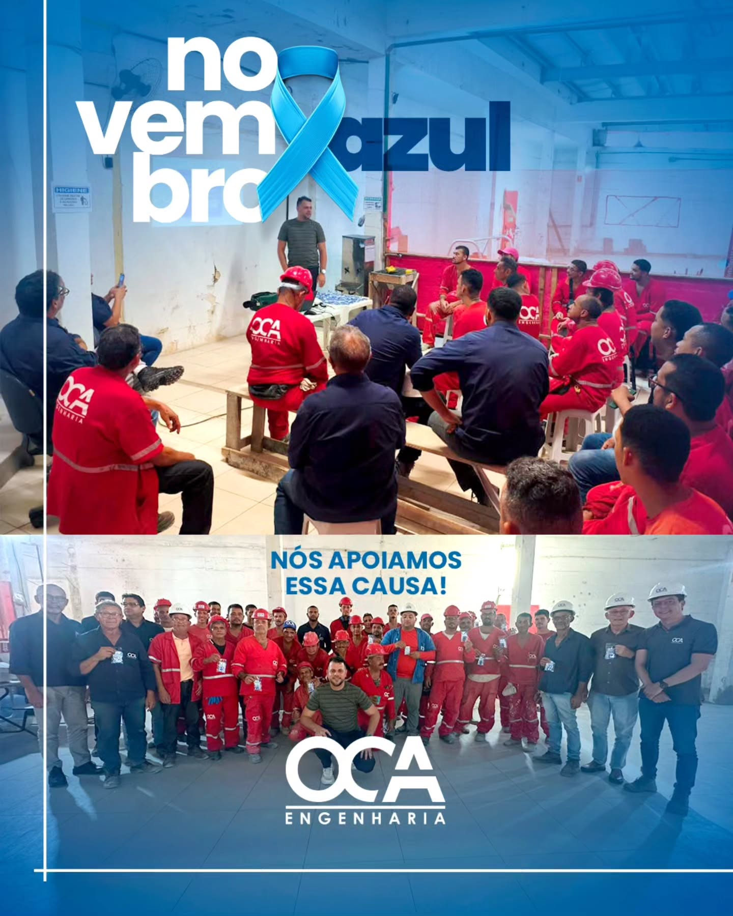 Novembro Azul na Oca Engenharia 💙
Tivemos um momento especial com nossa equipe, reforçando a importância do cuidado com a saúde do homem. Reunimos nossos colaboradores para um bate-papo leve e esclarecedor, com a participação de @profisiomausalles que trouxe informações essenciais sobre prevenção, diagnóstico precoce e qualidade de vida.
Acreditamos que promover conhecimento também é construir um ambiente de trabalho mais seguro, humano e consciente.
Cuidar de si é o primeiro passo para cuidar do que construímos juntos.
💙 Novembro Azul – Informação salva vidas.
#novembroazul #engenhariacivil #OCAEngenharia #saudeebemestar