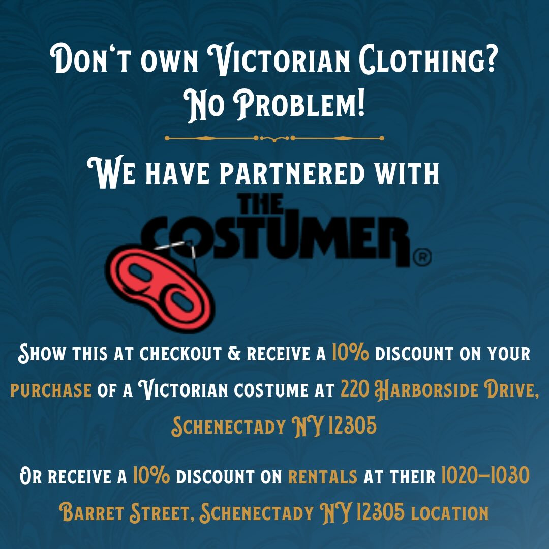 No Victorian clothing? No problem! 🎩💙
Enjoy 10% off Victorian costumes or rentals at The Costumer when you show this post. See you at the Stroll! #victorianfashion #troyvictorianstroll #costumes