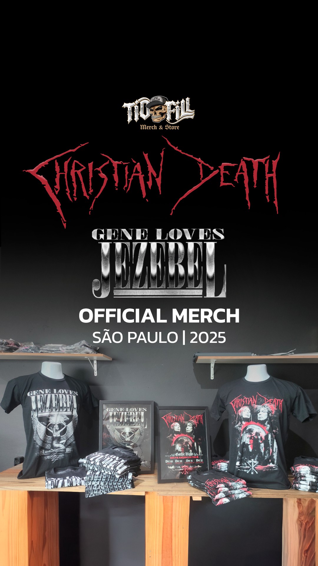 A última sexta-feira foi simplesmente inesquecível na Burning House! 🔥
@christiandeath.official e @genelovesjezebelofficial subiram ao palco em shows épicos, reunindo duas lendas do cenário gótico mundial em uma noite histórica.
O ambiente pulsou com os fãs vivendo cada música intensamente. Uma noite pra ficar marcada na memória de quem esteve lá.
A Tio Fill teve a honra de criar do zero o merch oficial do evento, desde a parte do design até o produto final, transformando atitude, história e legado em estampas feitas pra durar, não só no tecido, mas na memória.
Nosso muito obrigado à @darkdimensionsbrasil pela parceria e confiança mais uma vez.
Vista atitude. Estampe com a Tio Fill.
#dtf #christiandeath #genelovezjezebel #silkscreen #merchandise