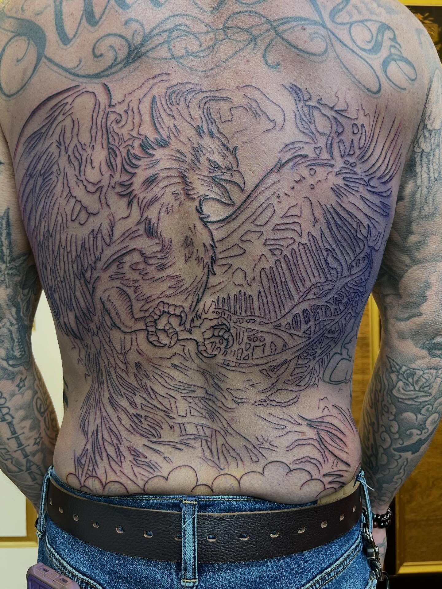 Work in progress… much more to come #tattoo #tattoos #pheonixtattoo #backpiece