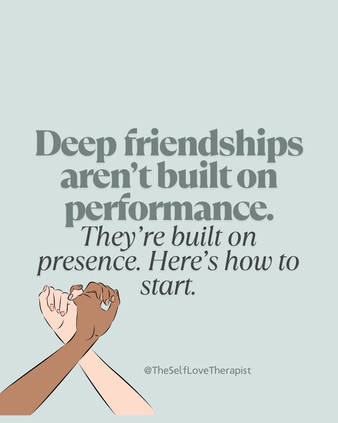 If you’ve ever felt like you’re always the “strong one” in friendships but still end up feeling lonely… you’re not alone.
Many of us learned in our families that love had to be earned—by helping, fixing, or keeping the peace. So when it comes to friendships, it’s easy to over-give, second-guess yourself, or wonder, “Am I a good friend?”
Here’s the truth: good friendship isn’t about proving your worth. It’s not about performing or being endlessly available. It’s about building safety, trust, and mutual care.
Real friendship is…
✨ Checking in, even when there’s no “reason.”
✨ Celebrating each other’s wins, not just surviving the hard stuff.
✨ Respecting boundaries and honouring needs.
✨ Listening to understand, not just to reply.
✨ Following through on the small promises that build trust.
Friendship can be a place where we unlearn old patterns and begin to experience what it feels like to be seen, supported, and chosen—without conditions.
💌 You deserve friendships that pour into you, not just ones you pour into.
Save this post for when you need a reminder: you’re already enough, and you are worthy of relationships that reflect that.
#FriendshipGoals #HealthyRelationships #RelationalHealing #Boundaries #AttachmentHealing #RelationalTherapy #InnerChildHealing #SystemicTherapy #SelfWorthJourney #TheSelfLoveTherapist