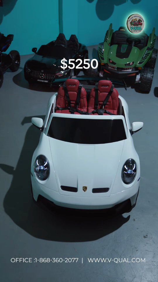 Kids Ride-on Officially Licensed PORSCHE 911 GT3... HIGHEST Spec 24Volt version (2 x 180-320Watt Brushless quiet motors)... Adjustable seat with 5-point SAFETY HARNESSES and Parent REMOTE Control!!!
$5250
See more details on this and the other available models at: www.v-qual.com
#rideoncarsforkids #toys #kids #kidsrideoncars #kidsrideon #toy #rideoncar #rideoncars #rideon #kidscar #porsche