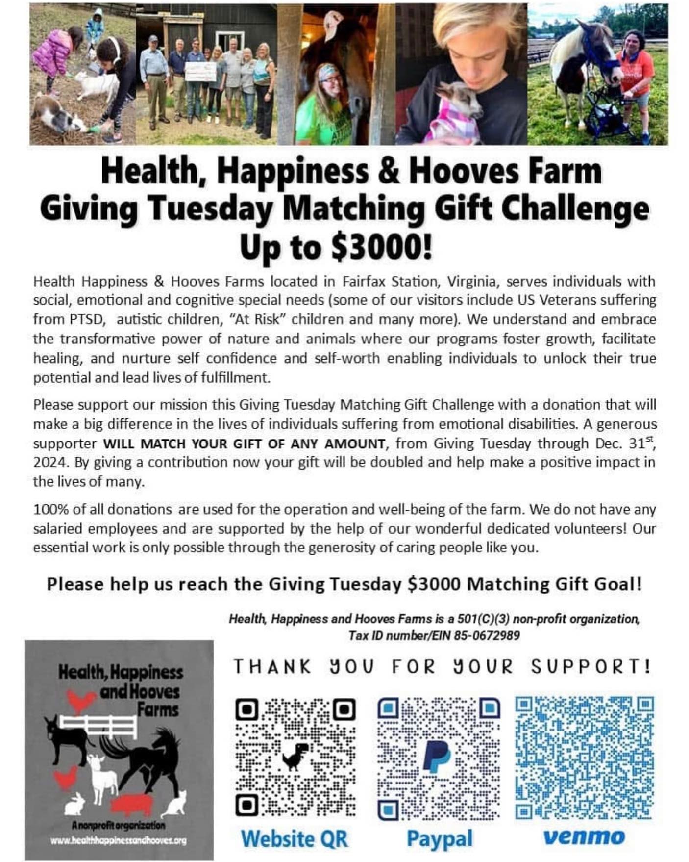 #givingtuesday #veterans #therapyfarm #therapyanimals #atriskteens #autism #mentalhealth