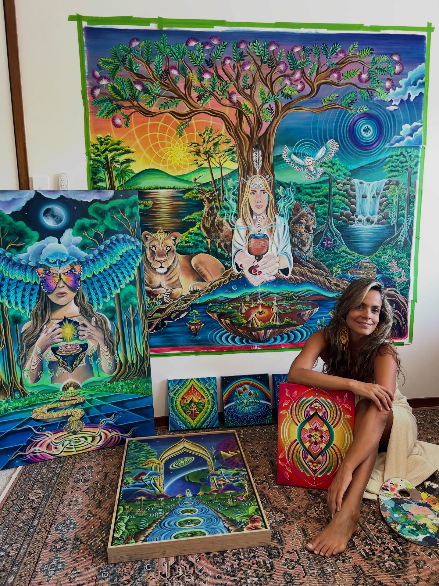 Over the past two years, I’ve been dedicating myself more deeply to creating VISIONARY ART— pieces that speak through symbols, stories, and messages that emerge from my visions and from something much greater than me. ✨👁️
These paintings usually come to life when I’m fully connected to the power of creation, when all I want is to pour every idea bubbling inside me onto the canvas.
Since 2023, my art has shifted. My paintings have become more vibrant, more alive, more colorful. 🌈
For some people, these colors are energetic elements. For others, they may feel like “too much.”
But to me, they reflect exactly how I see the world.
I believe an artist is an adult who hasn’t completely surrendered to the system — someone who keeps their inner child alive and, through that, gives their soul room to breathe. 🌬️
To me, art is healing. It’s comfort. It’s my livelihood. It’s my refuge.
It’s where I find myself and where I reinvent myself again and again.
⭐️And if you’ve read this far, tell me — what makes you feel alive? Share it in the comments so we can inspire one another.