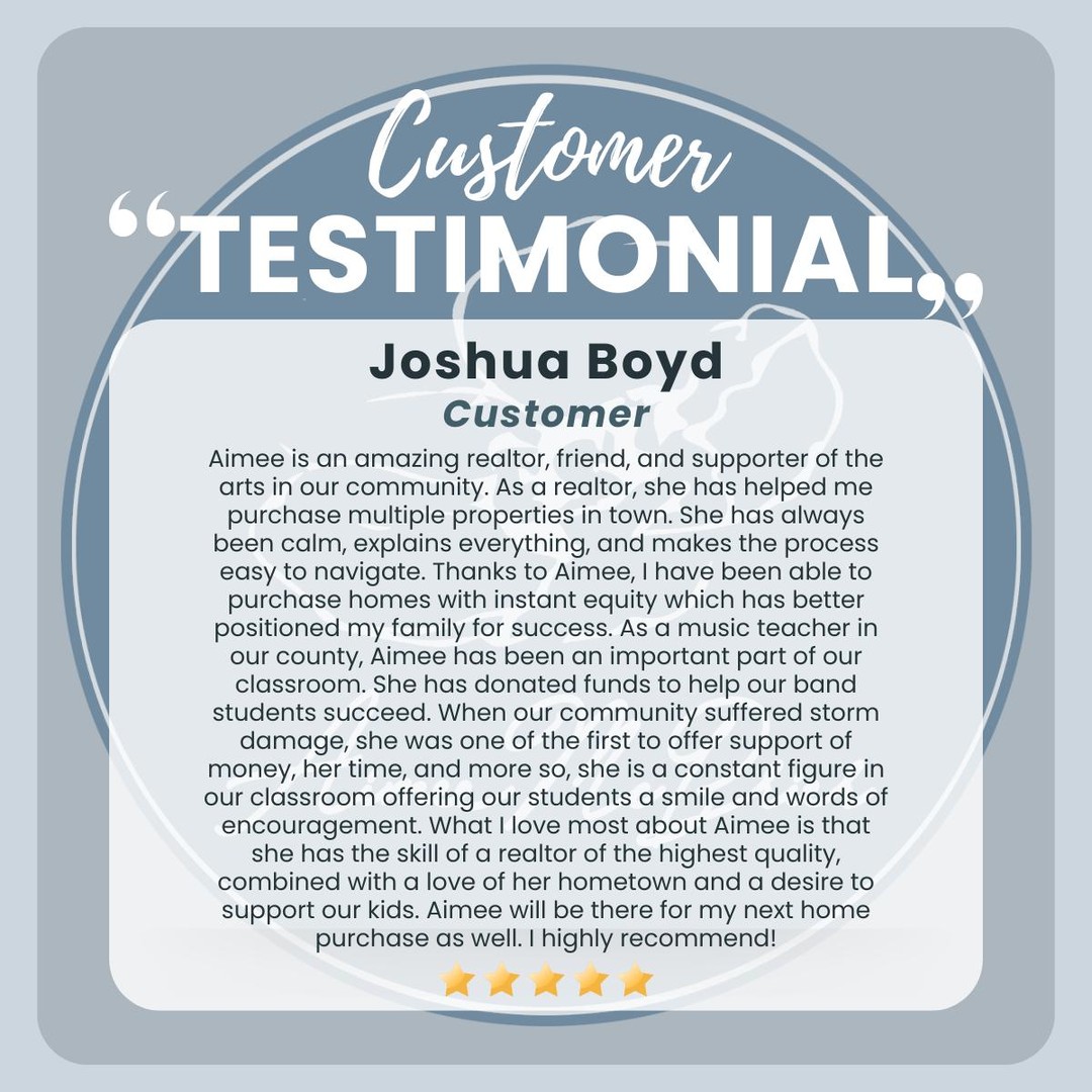 TESTIMONIAL TUESDAY!
Thank you so much Joshua for your kind words and wonderful review!
On the fence about hiring a Realtor?
Well, don't just hire any Realtor. Hire a seasoned Realtor who connects with their clients in special ways.
#georgiamls #gamls #georgiarealestate #aimeemcbrier #aimeemcbrierrealty #pathfinderrealty #stapletonmedia #ncbor #realestatetestimonials @pathfinderrealtyga