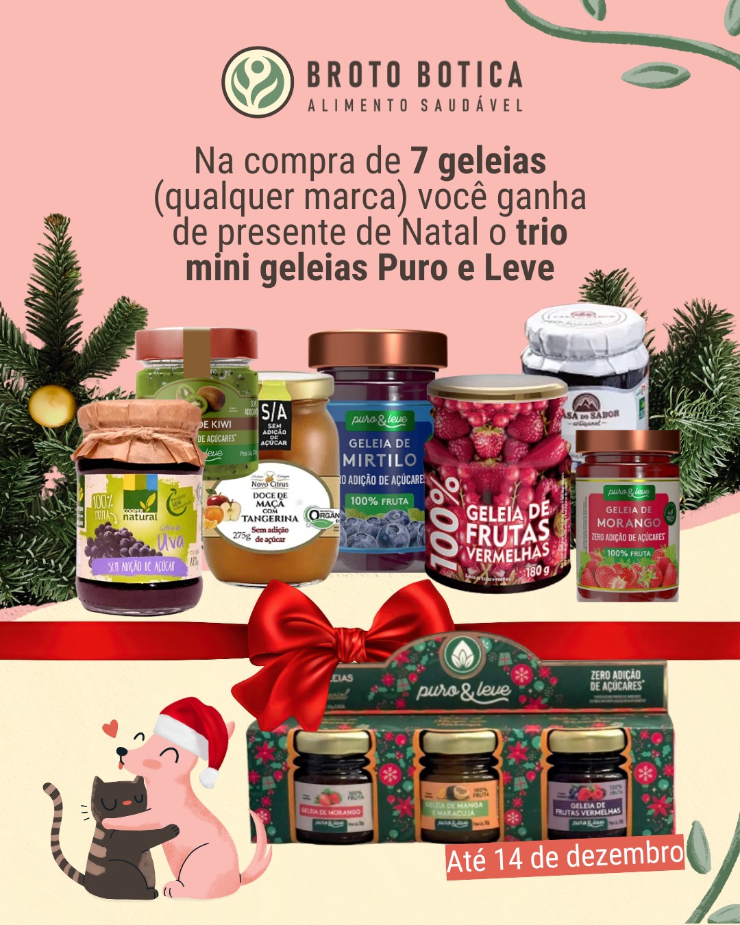7 geleias = presente garantido! 🎁✨
Até 14/12, na compra de 7 geleias (todas as marcas), você ganha um Trio de Mini Geleias Puro e Leve em embalagem natalina exclusiva.
E olha… esse trio é pura delicadeza: três mini geleias artesanais, naturais e cheias de sabor, perfeitas para cestas, mimos e presentes de fim de ano. 🎄💚
#NatalNatural #BrotoBotica #GeleiasArtesanais #PresentesComAfeto #PuroeLeve