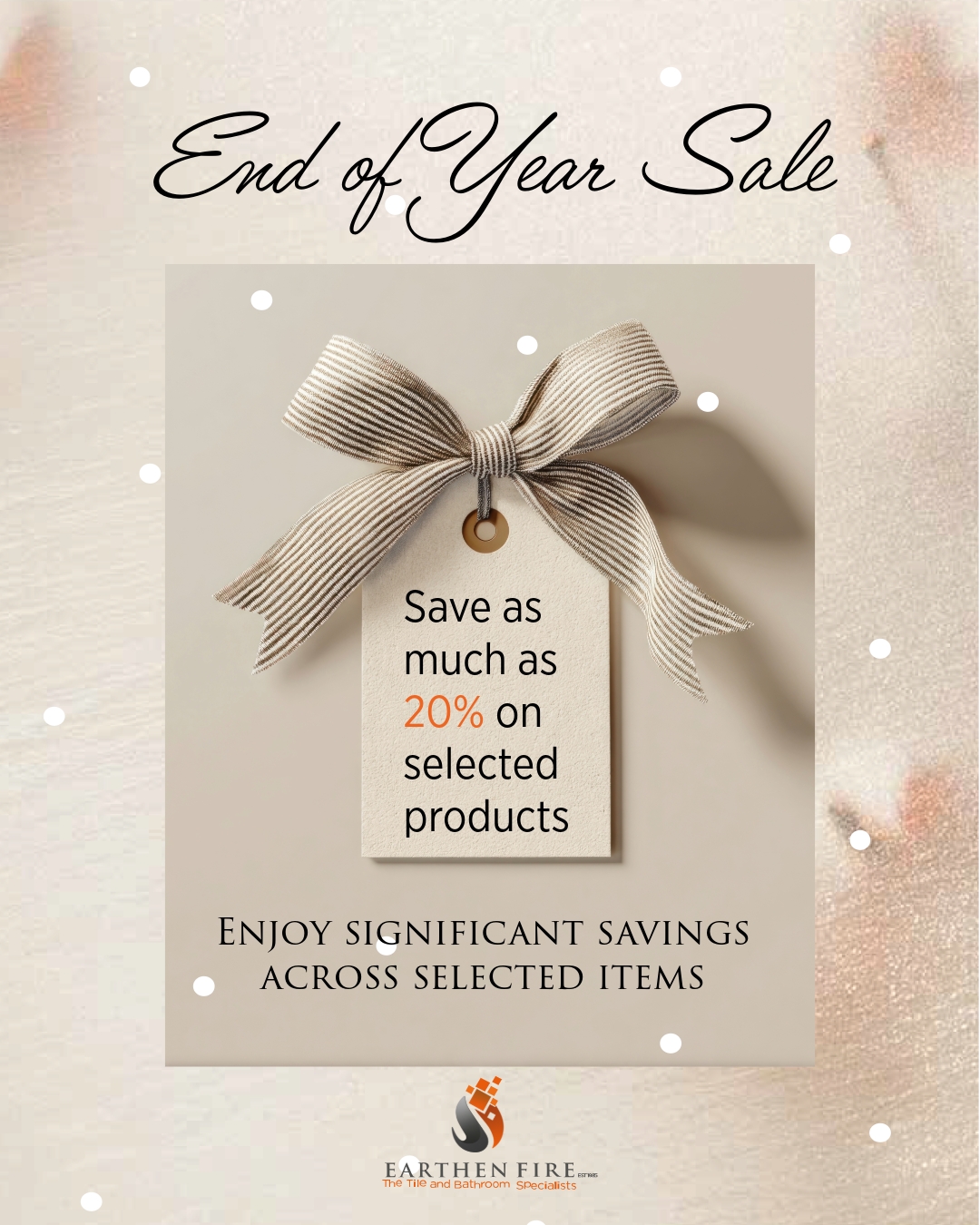 🖤 Save as Much as 20% on Selected Products 🖤
Our seasonal savings are officially underway — with significant discounts across a curated range of luxury bathroom essentials.
From basins and baths to taps, tiles, and shower solutions, this is your chance to bring refined design into your home at a price you’ll love.
Explore the full list of offers and discover pieces that elevate every space.
These limited-time savings won’t last long.
📲 https://wa.me/263772204044
#EarthenFire #SeasonalSale #LuxuryBathrooms #BathroomDesign #ModernLiving #HomeInspiration #ZimbabweDesign #PremiumTiles #RefinedLiving #BathroomRenovation