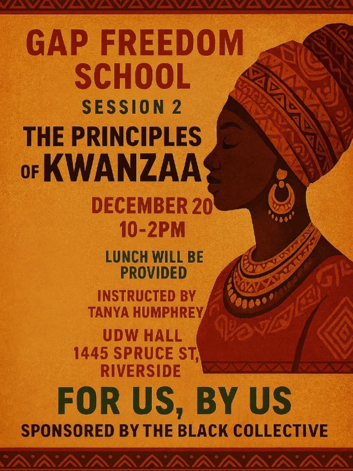 ✨ We’re excited to share that we will be at the GAP Freedom School – Session 2: The Principles of Kwanzaa! ✨
Come stop by our table for information about our programs and the services we offer to support families, youth, and our community. We would love to meet you!
📅 December 20
⏰ 10 AM – 2 PM